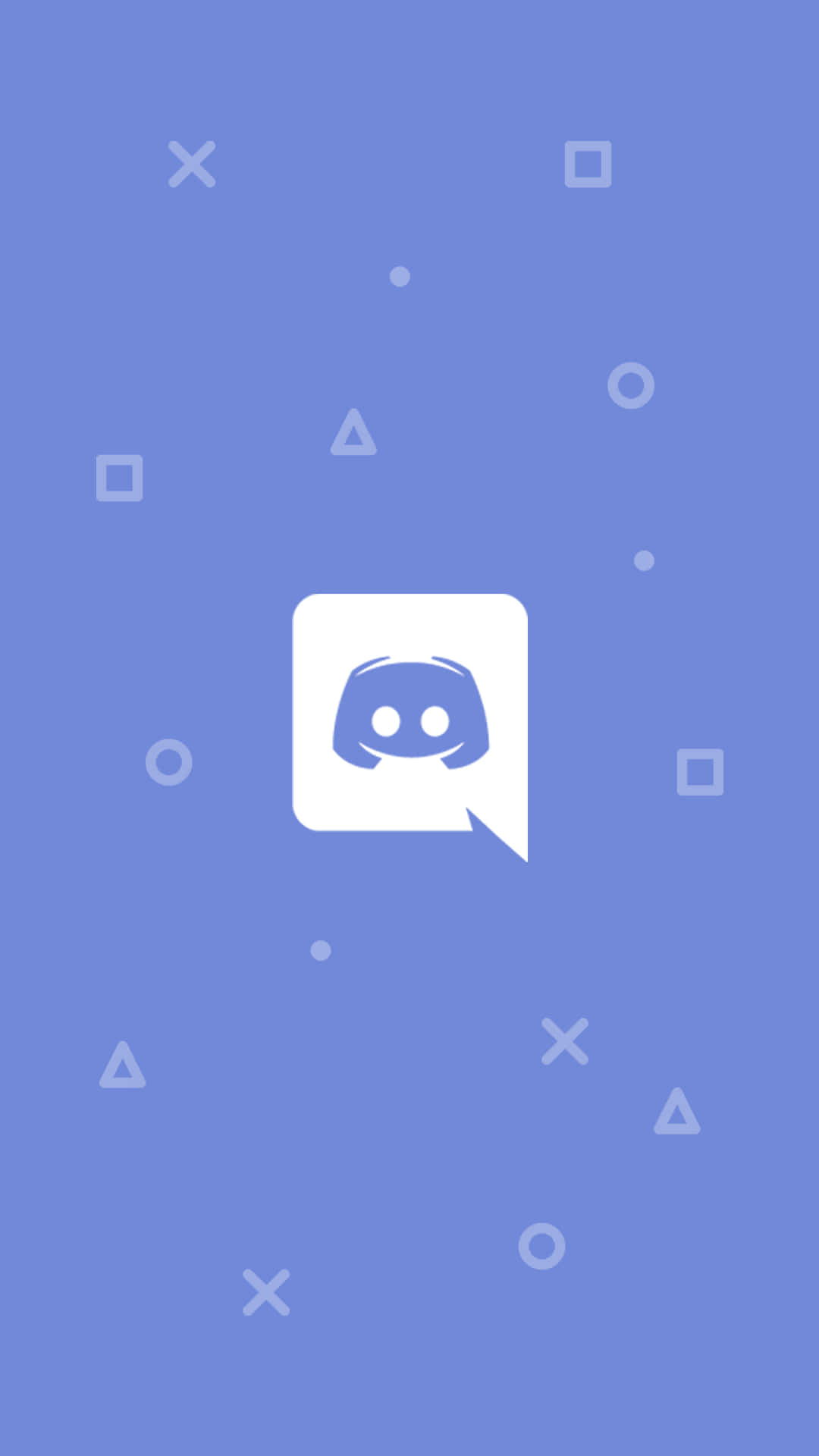 Discord Logo, soft blue field, scattered geometric shapes, Full HD Phone Wallpaper