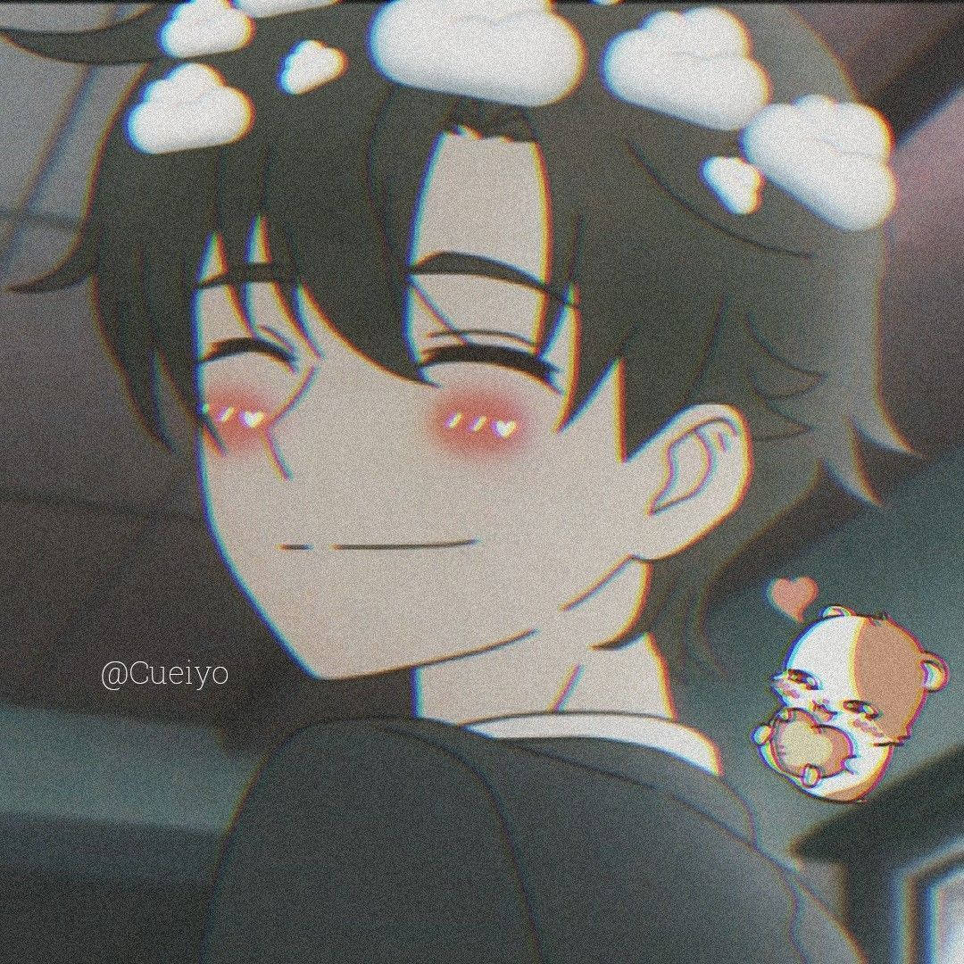 anime boy, rosy cheeks, fluffy clouds, SD Desktop Wallpaper