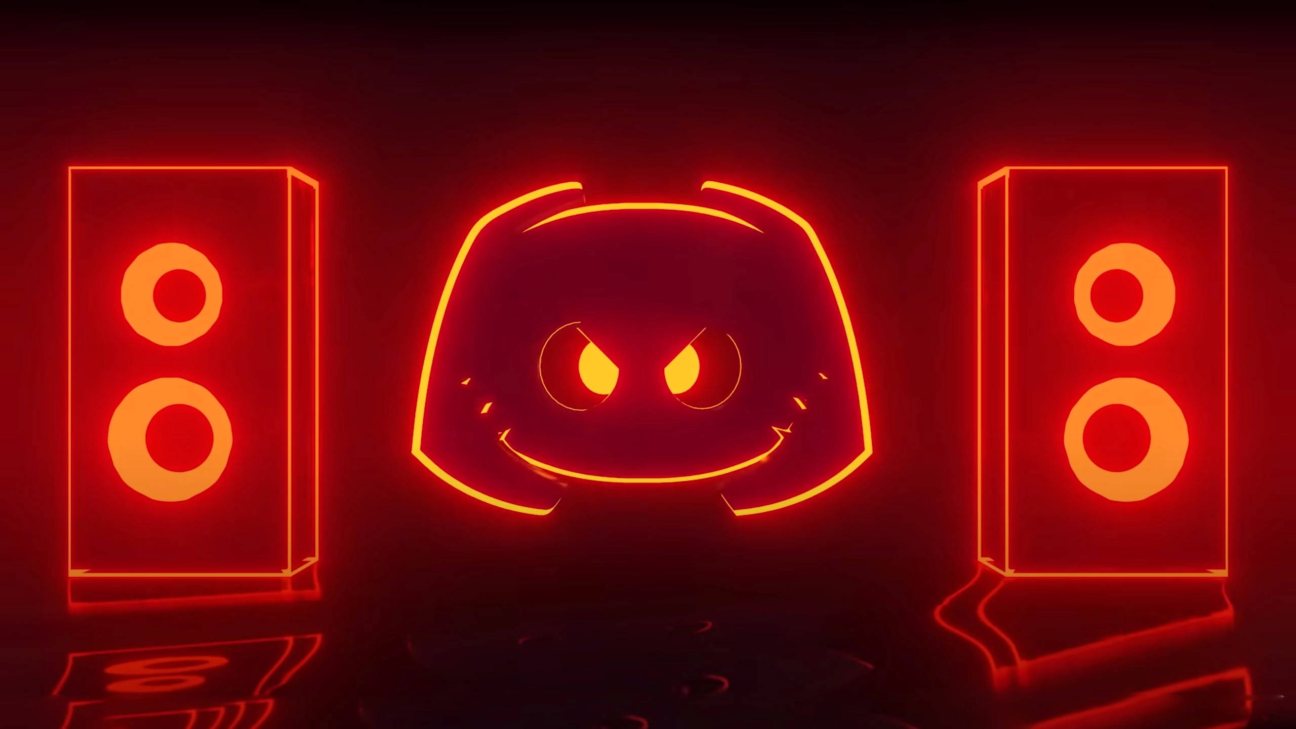 Discord logo, neon, red, 2K Desktop Wallpaper