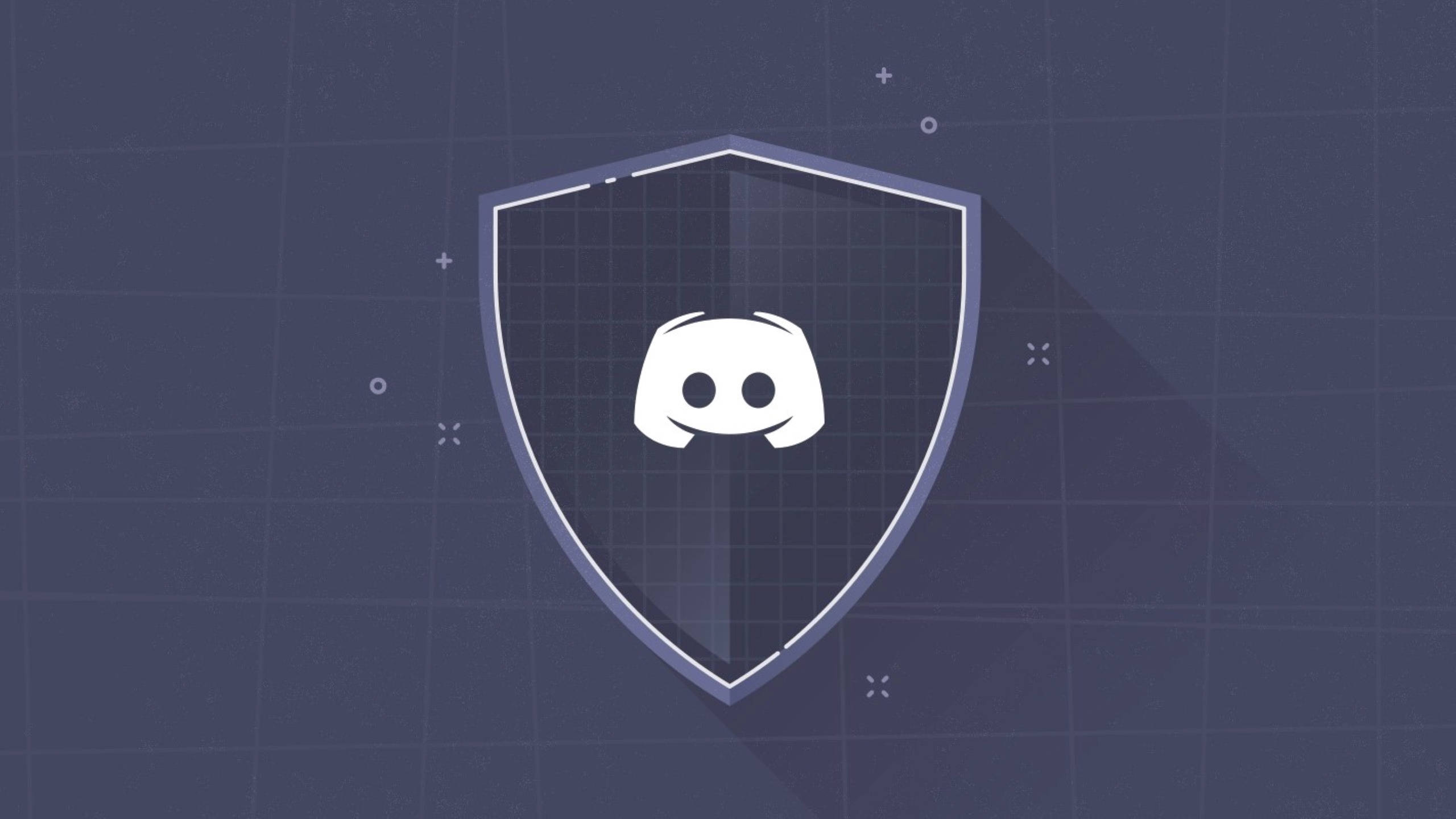 Discord, shield, white Discord logo, 2K Desktop Wallpaper
