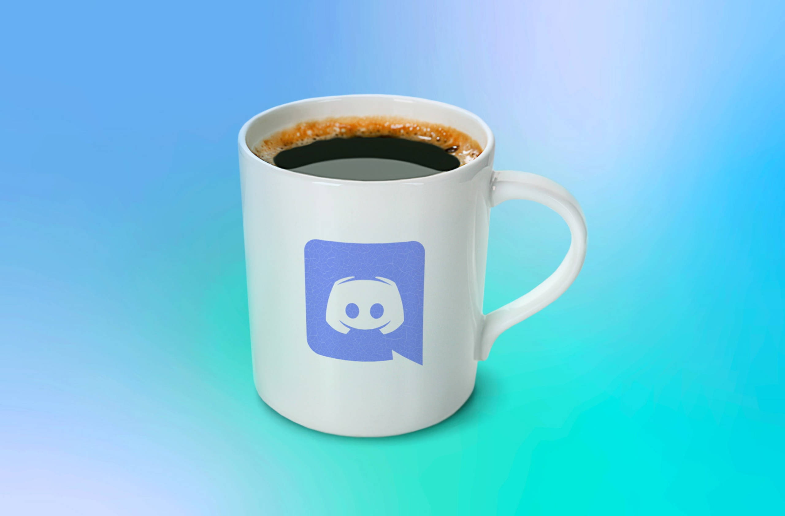 Discord, white ceramic mug, Discord logo, 2K Desktop Wallpaper