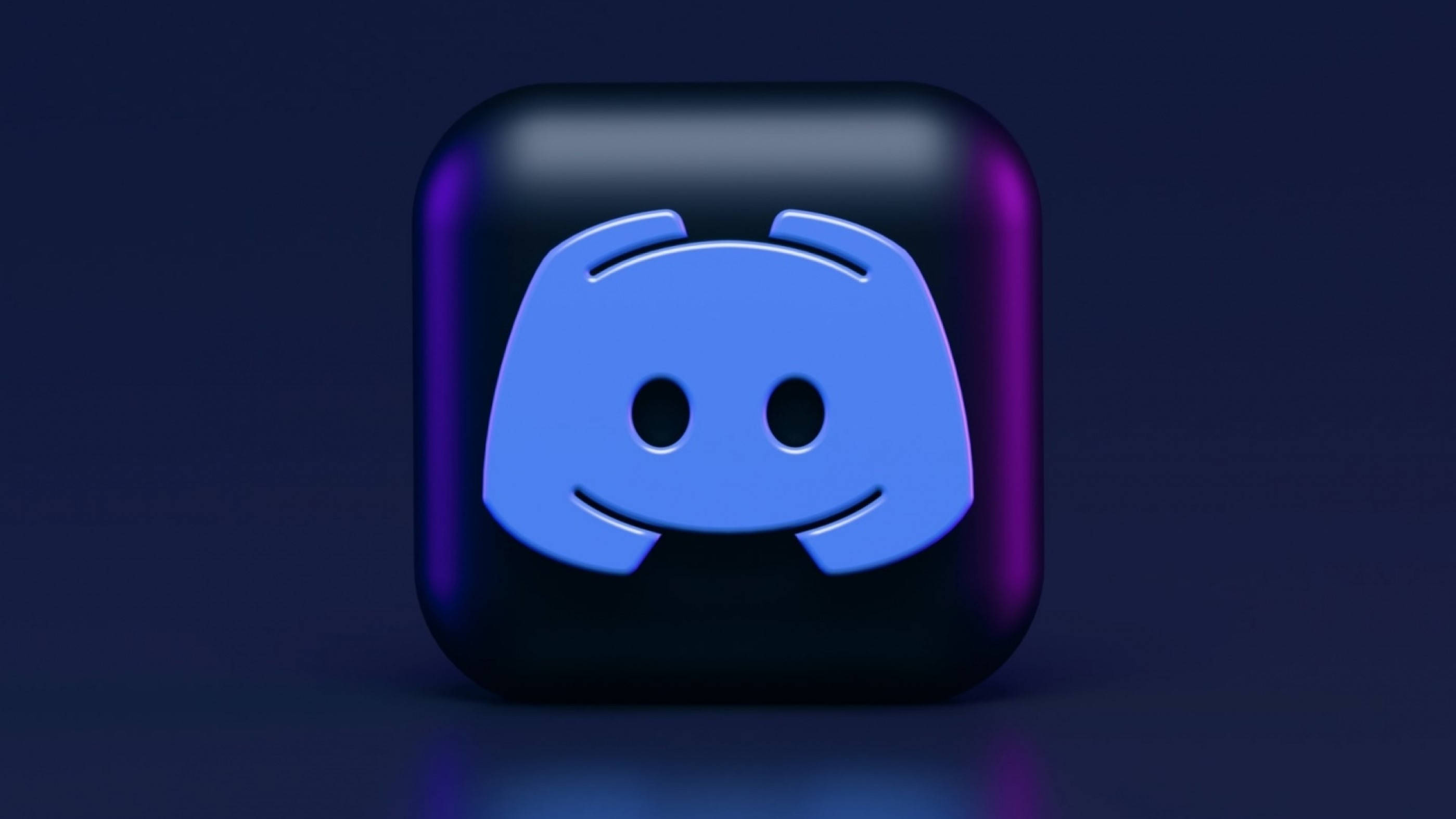Discord, dark purple gradient background, glossy 3d-rendered, 2K Desktop Wallpaper