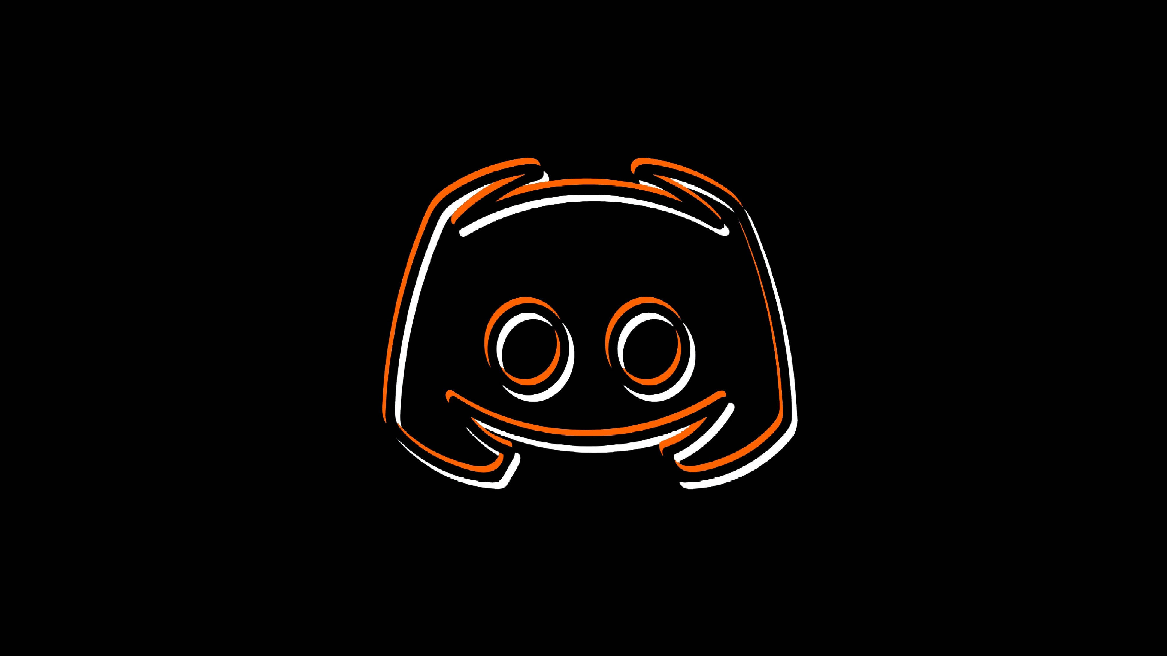 Discord, glowing orange, white outlined, 4K Desktop Wallpaper