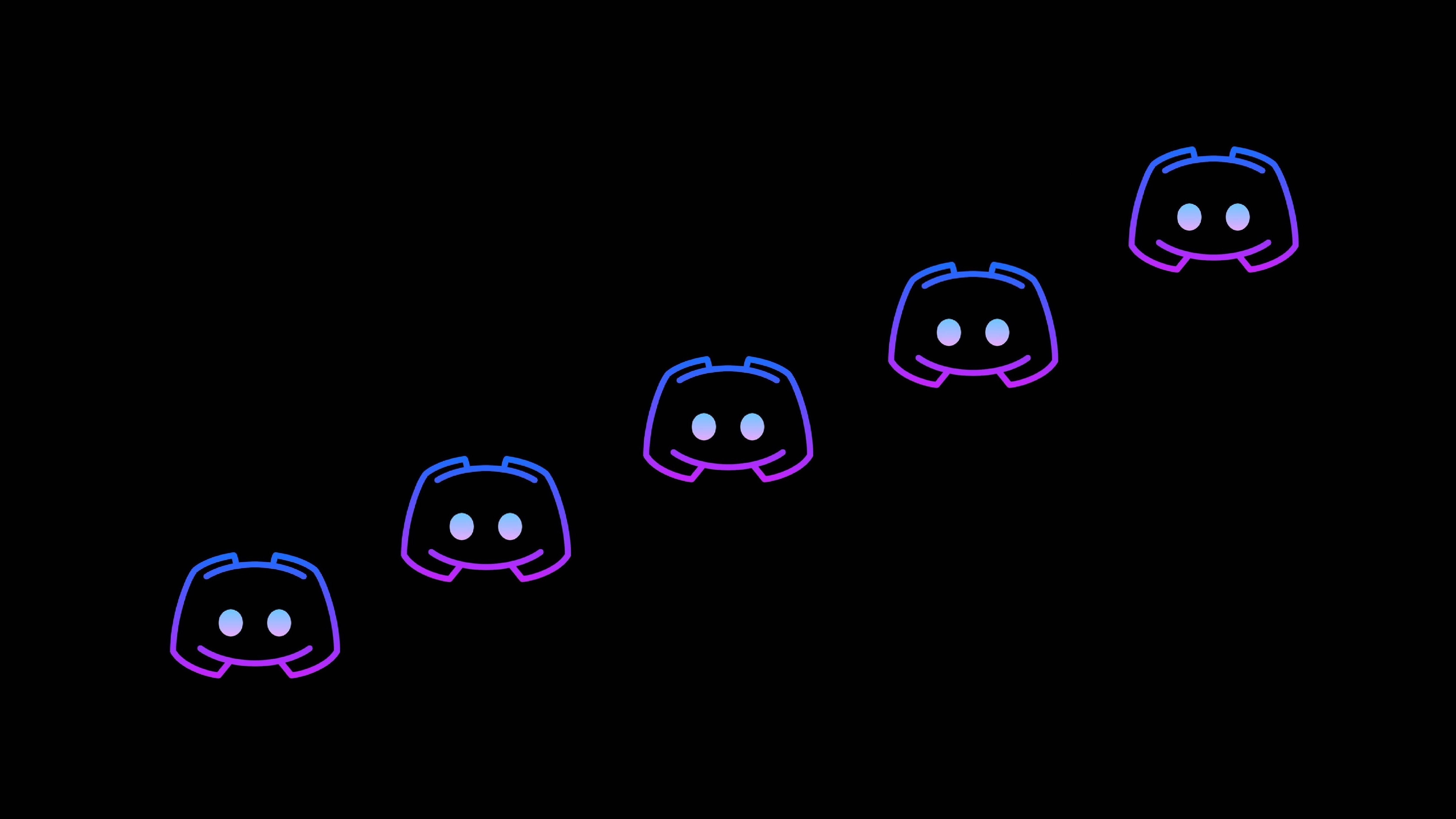 Discord, neon aesthetic, glowing neon Discord logos, 5K Desktop Wallpaper