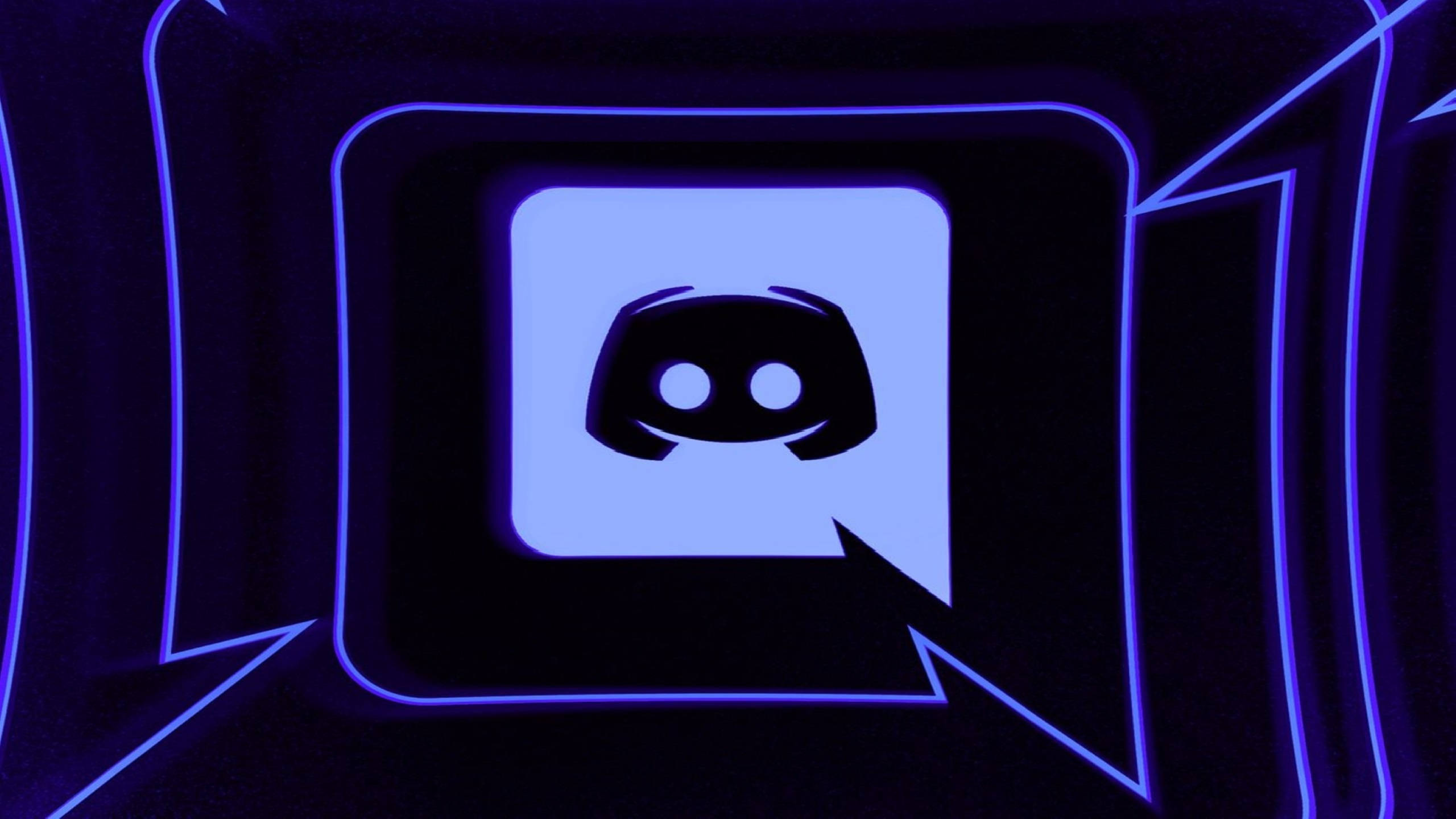 Discord, neon blue, glowing blue, 2K Desktop Wallpaper