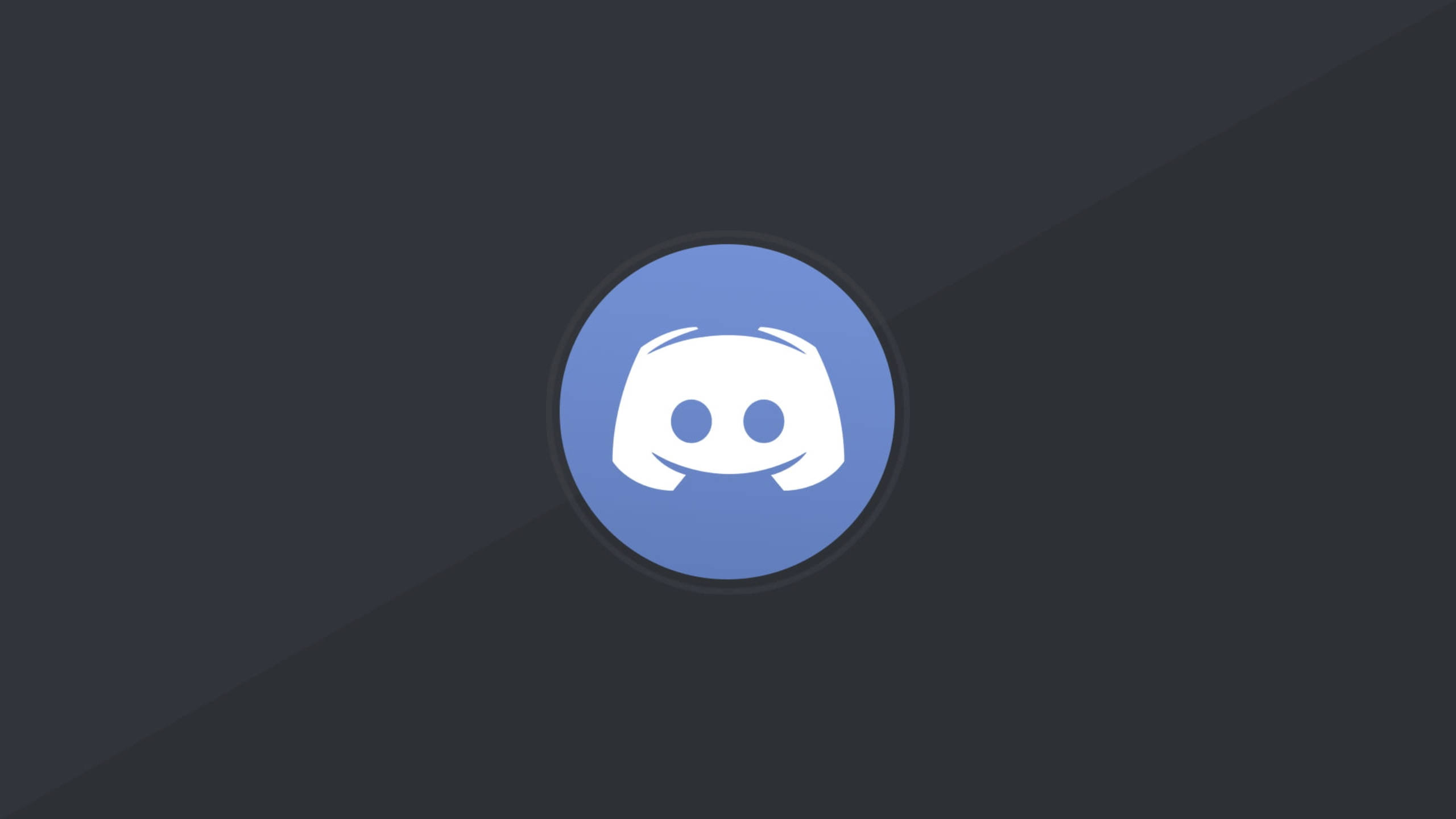Discord, white Discord logo, blue circle, 2K Desktop Wallpaper