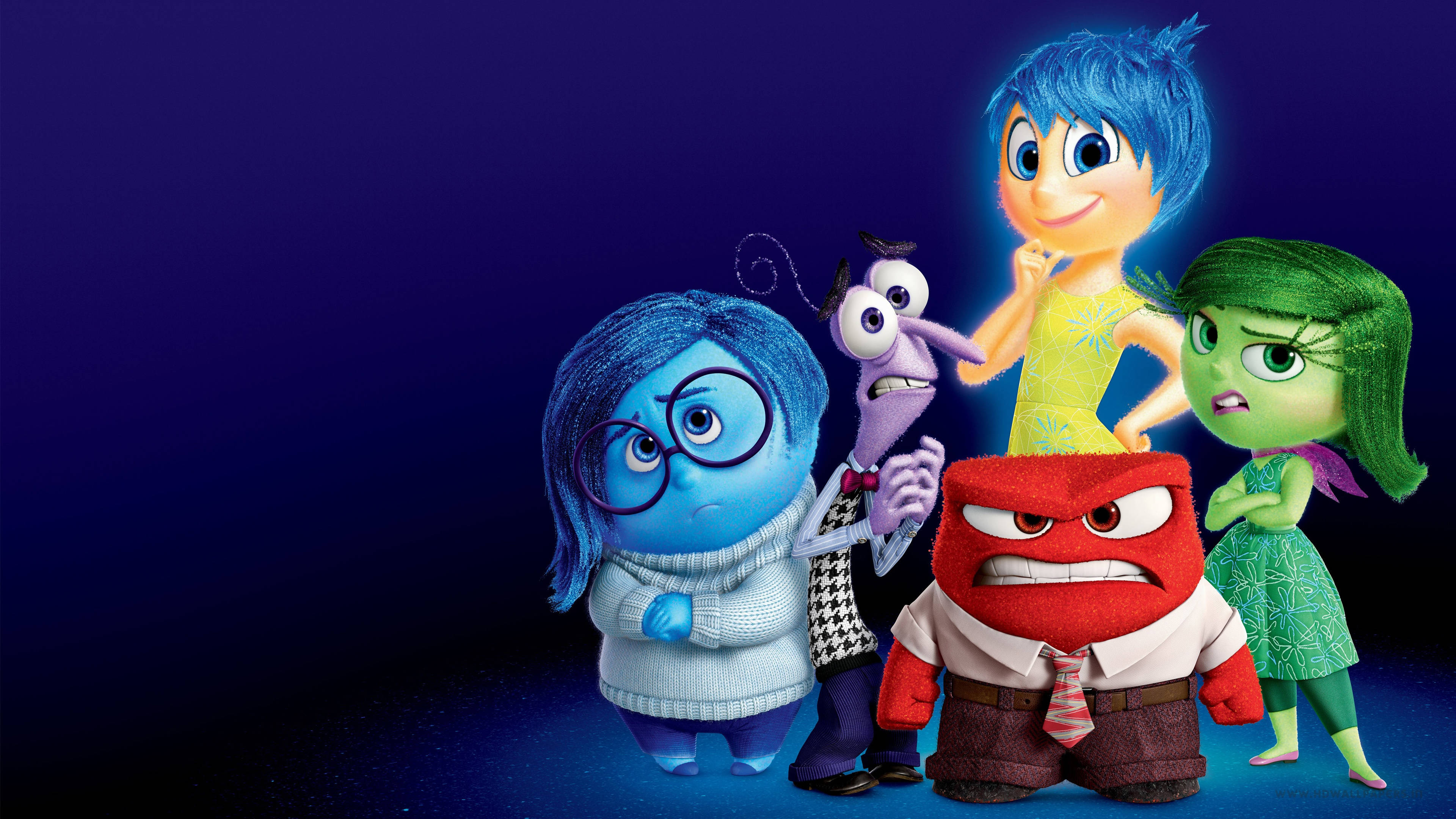 Disgust Inside Out, colleagues, animated emotion characters, 4K Desktop Wallpaper