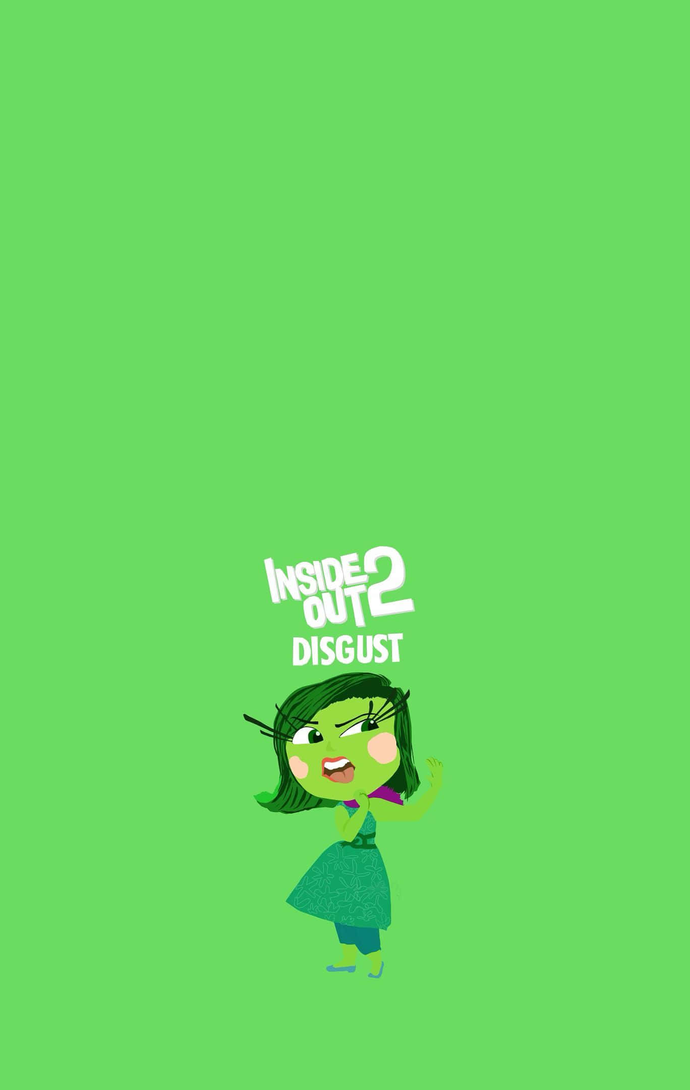 Inside Out 2, Disgust, green animated character, Full HD Phone Wallpaper