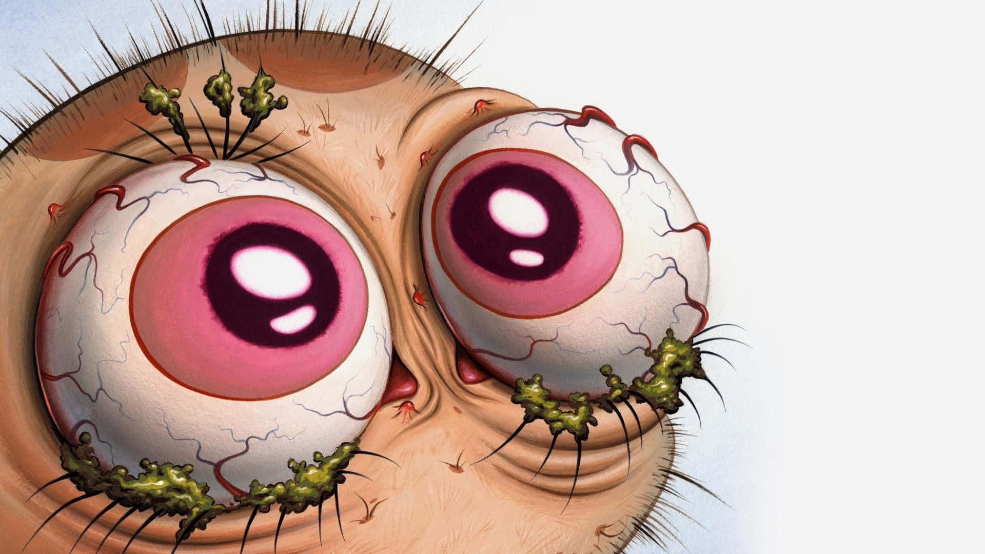 grotesque cartoon eyes, cracked whites, green pus, Full HD Desktop Wallpaper