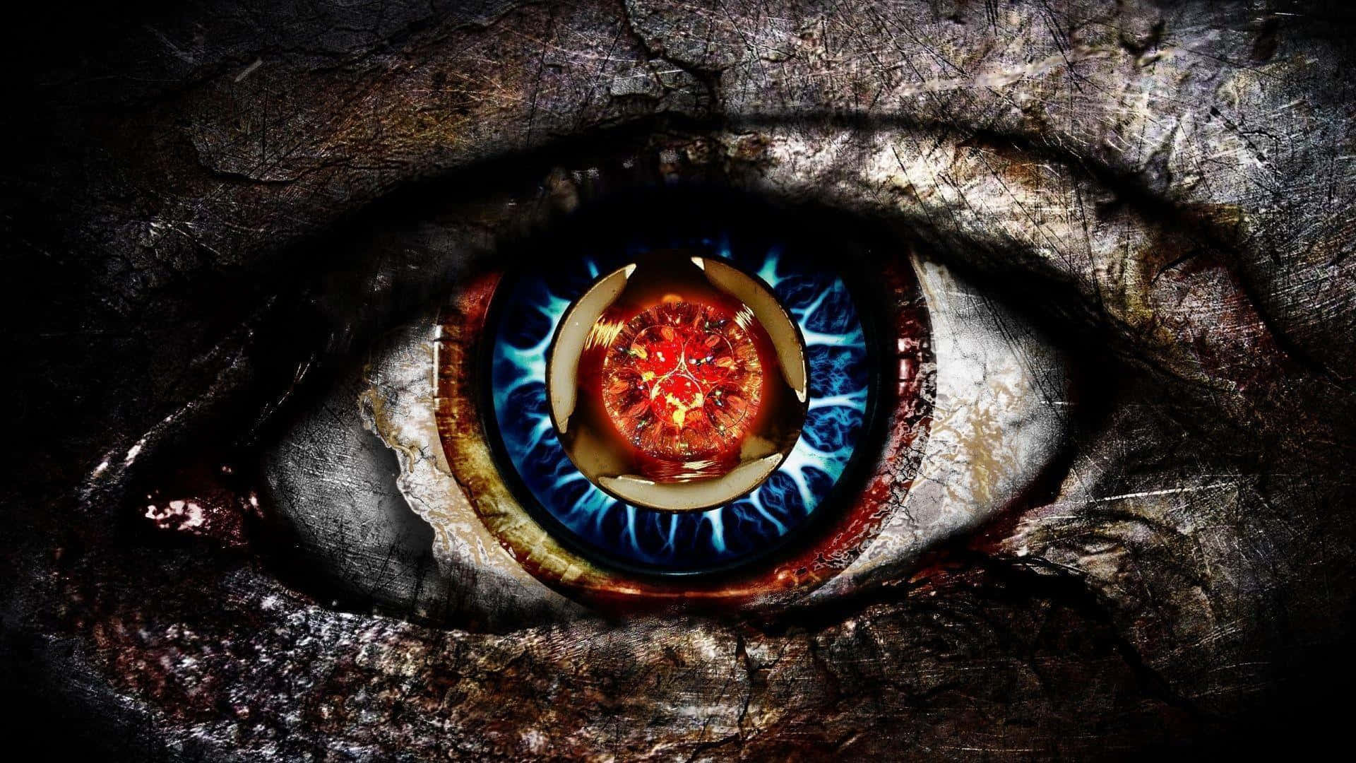 horrifying eye infection, blue iris, red pupil, Full HD Desktop Wallpaper