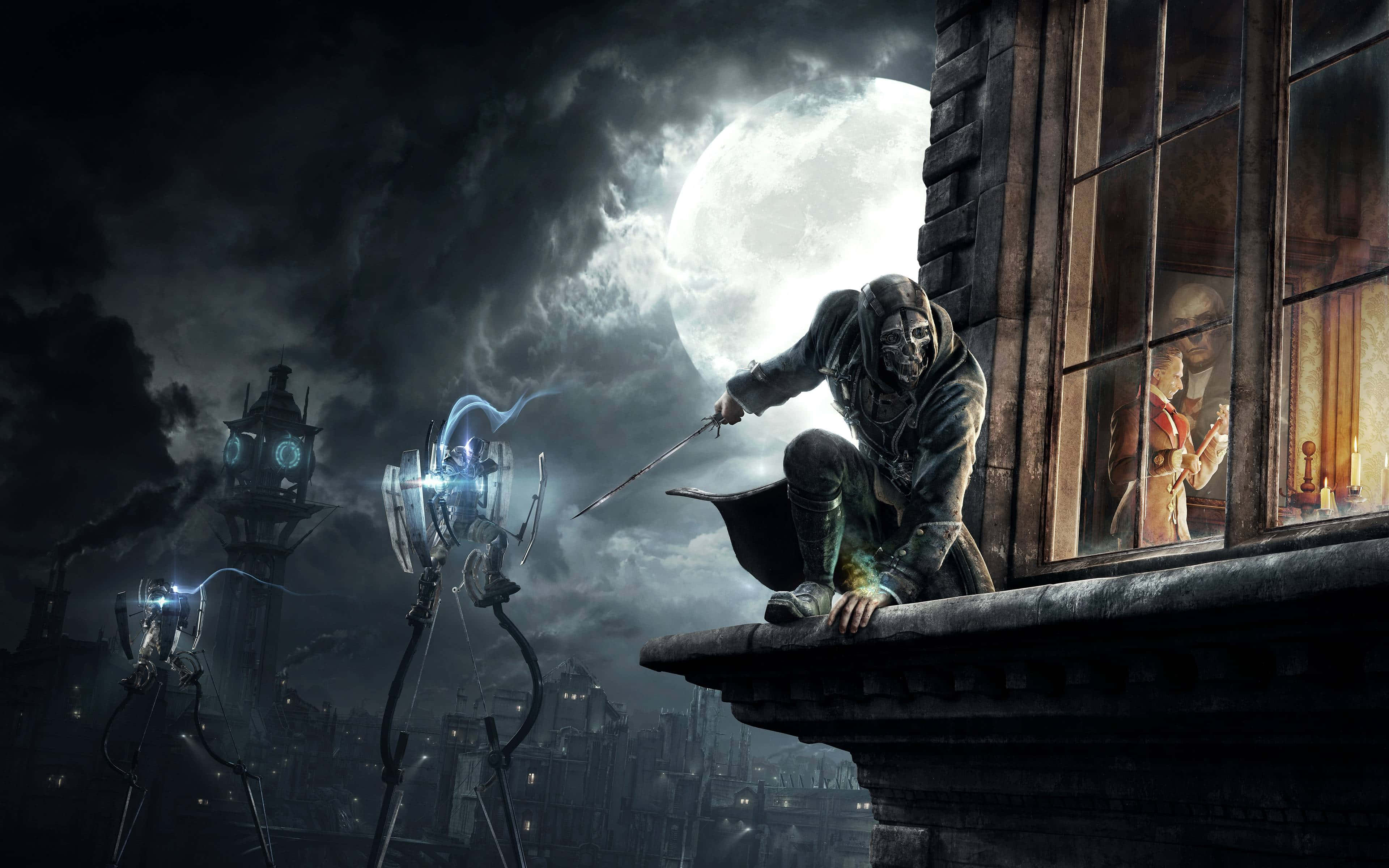 Dishonored, 4K, full moon, 4K Desktop Wallpaper