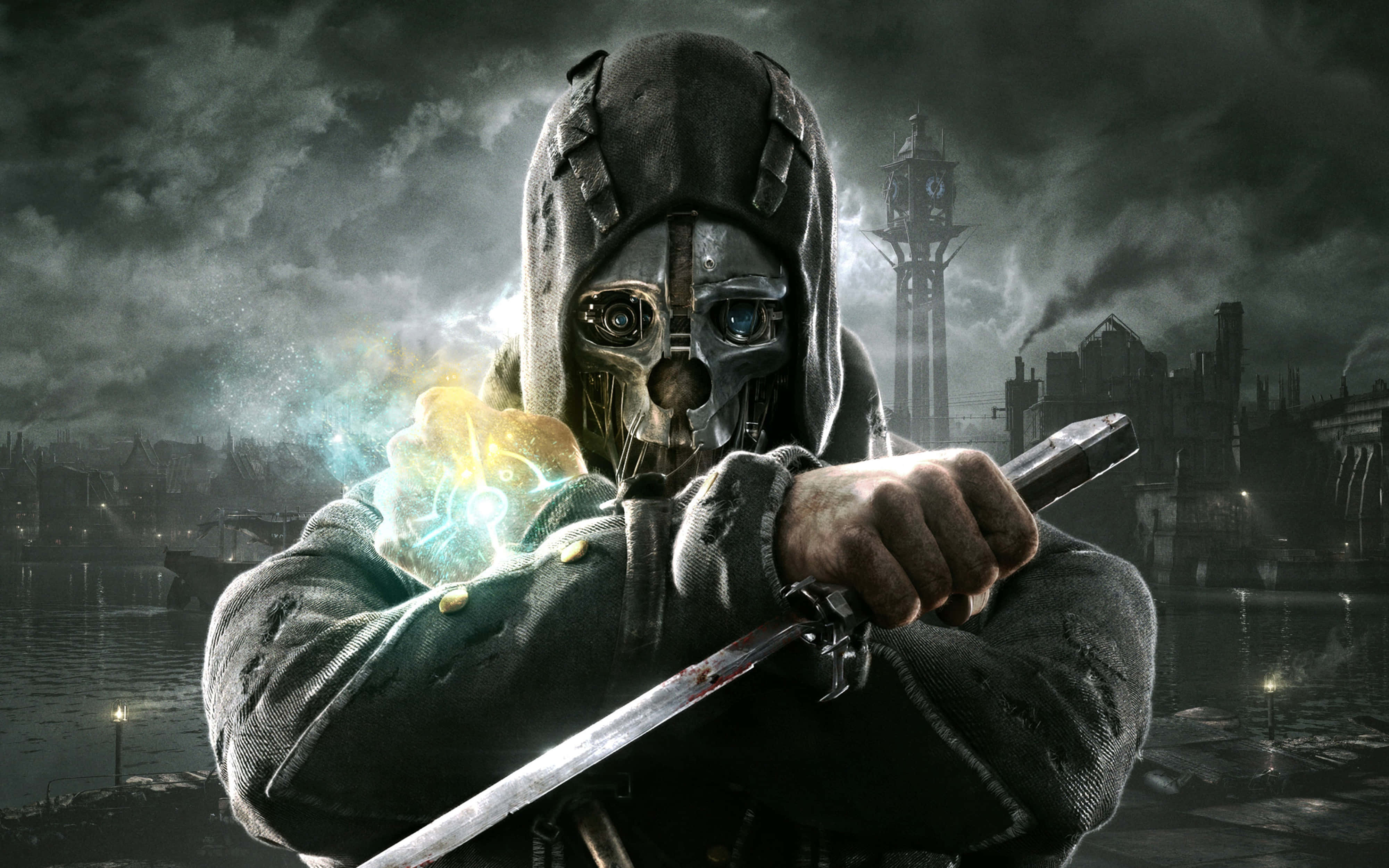 Dishonored, hooded warrior, skull mask, 4K Desktop Wallpaper