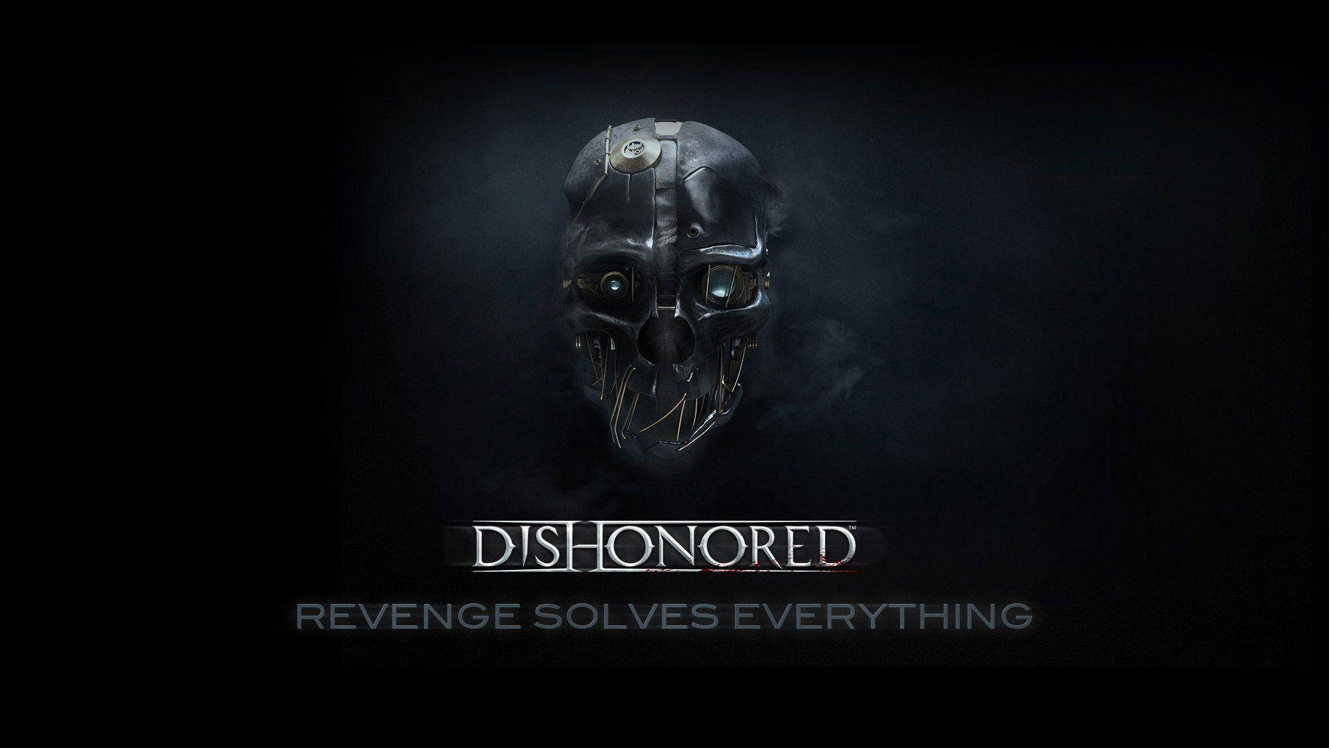 Dishonored, metallic mask, glowing eyes, Full HD Desktop Wallpaper
