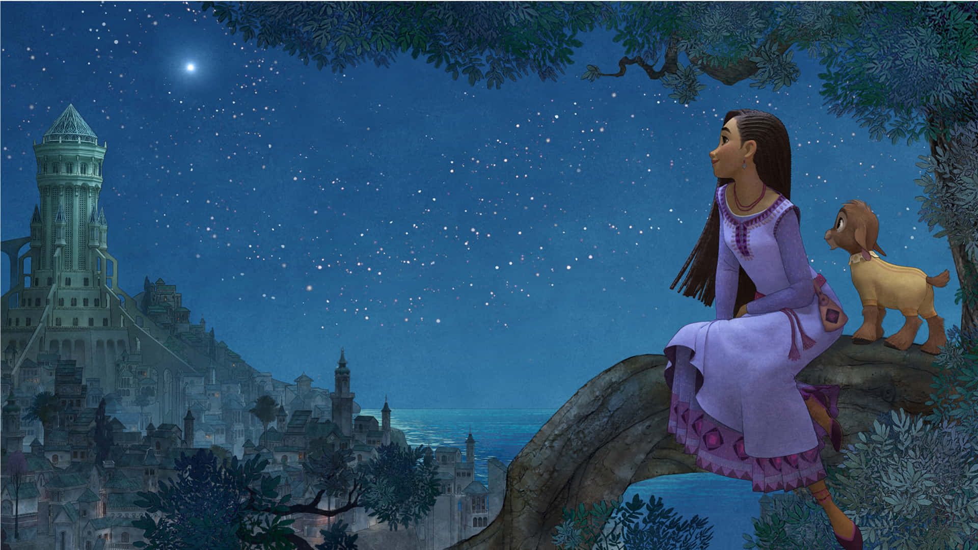 Disney 3d Movies, cliff, starry sky, Full HD Desktop Wallpaper