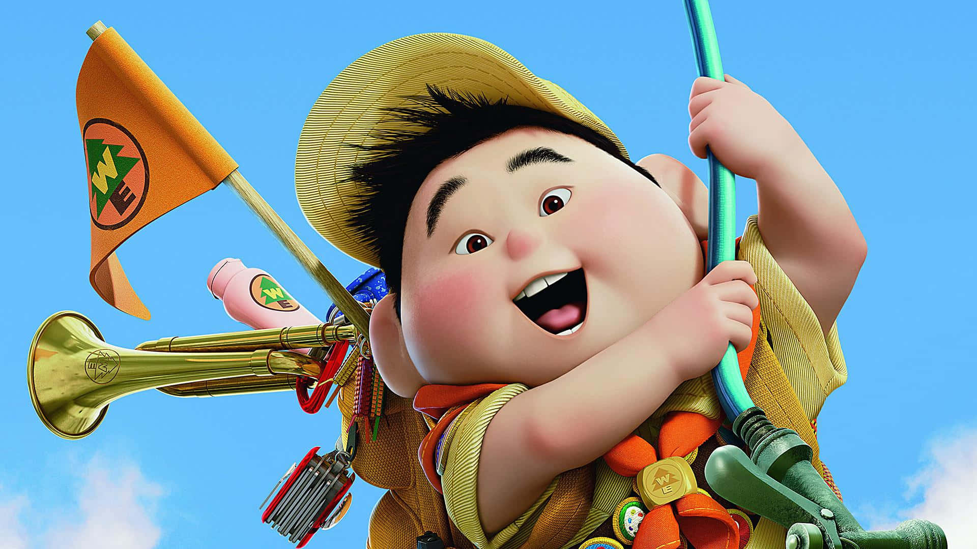 Disney 3d Movies, yellow hat, scout uniform, Full HD Desktop Wallpaper