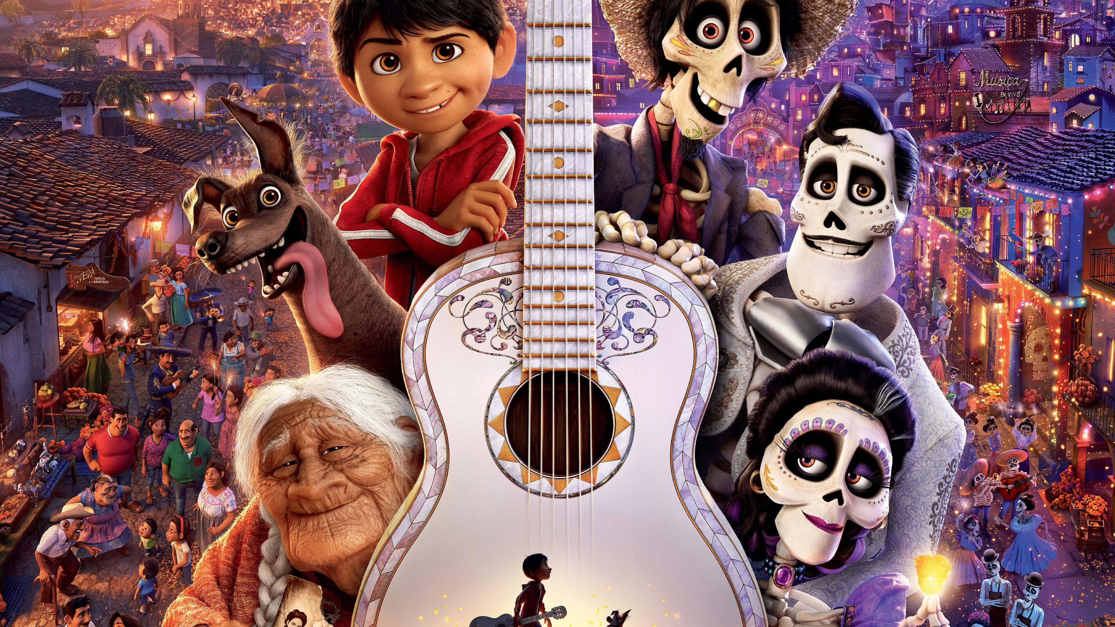 Disney 4K, young boy, skeletal figures, 4K Desktop Wallpaper