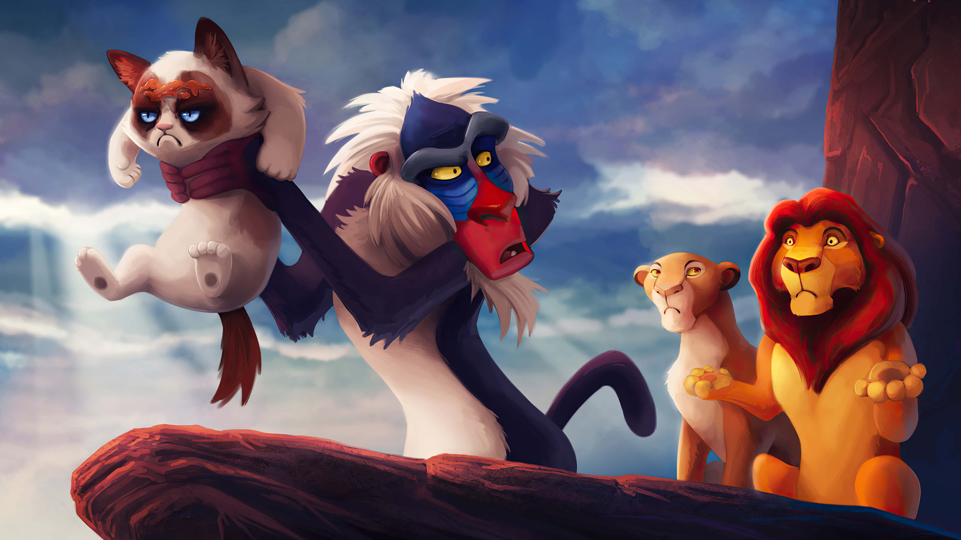 Disney 4K, grumpy cat, mandrill, 4K Desktop Wallpaper