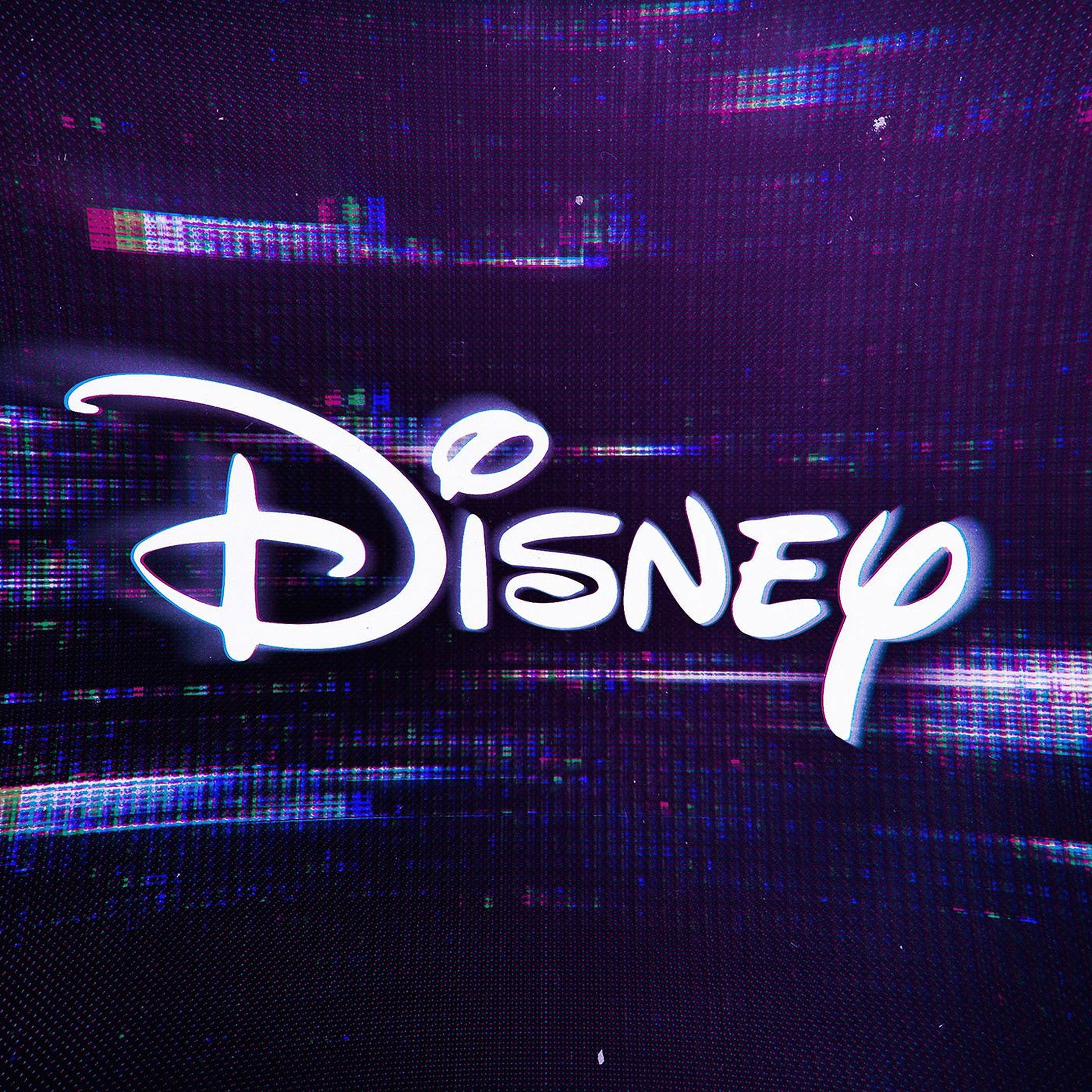 Disney logo, glitch effect, bright white, Full HD Desktop Wallpaper