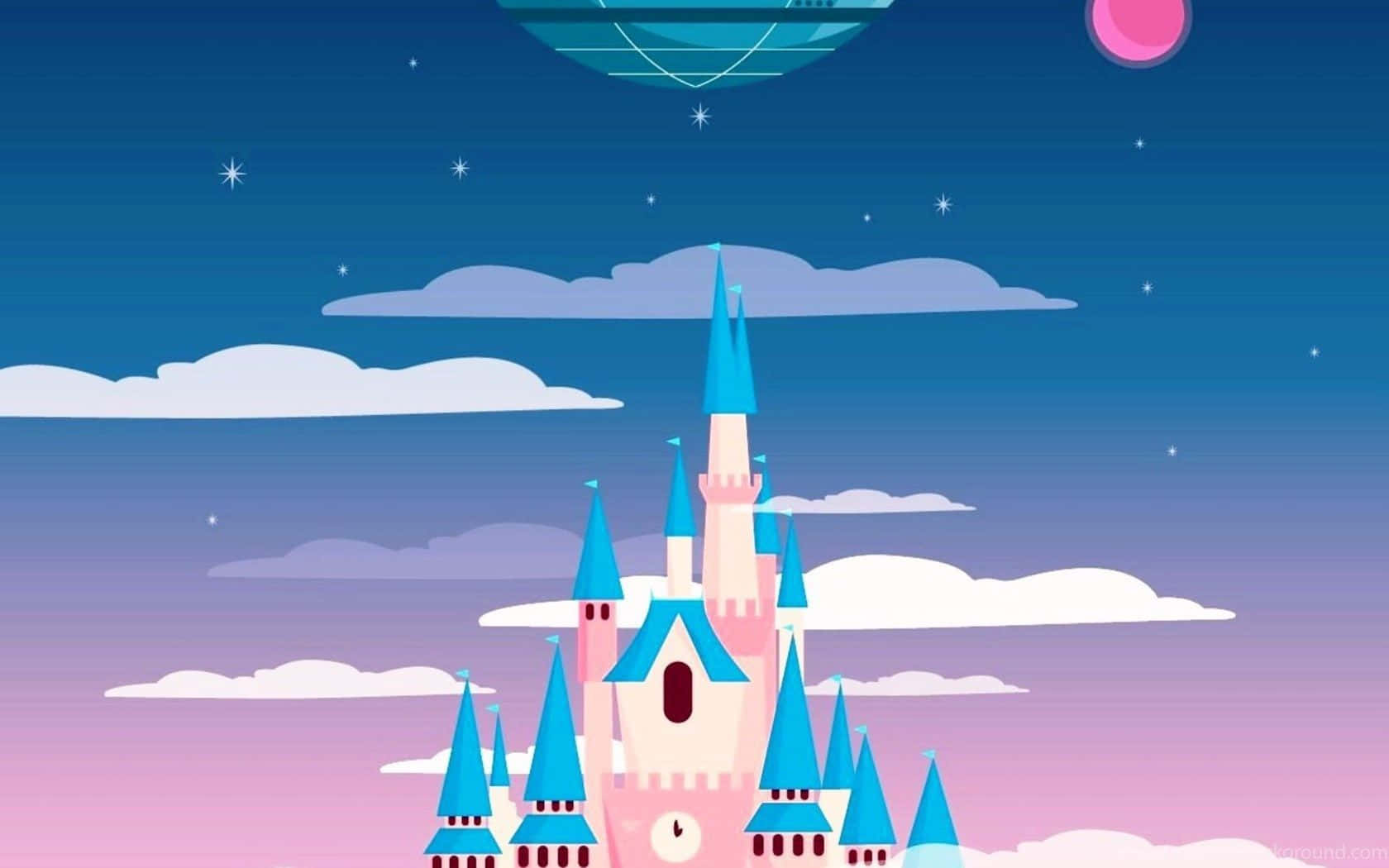 Disney, pink castle, blue spires, HD Desktop Wallpaper