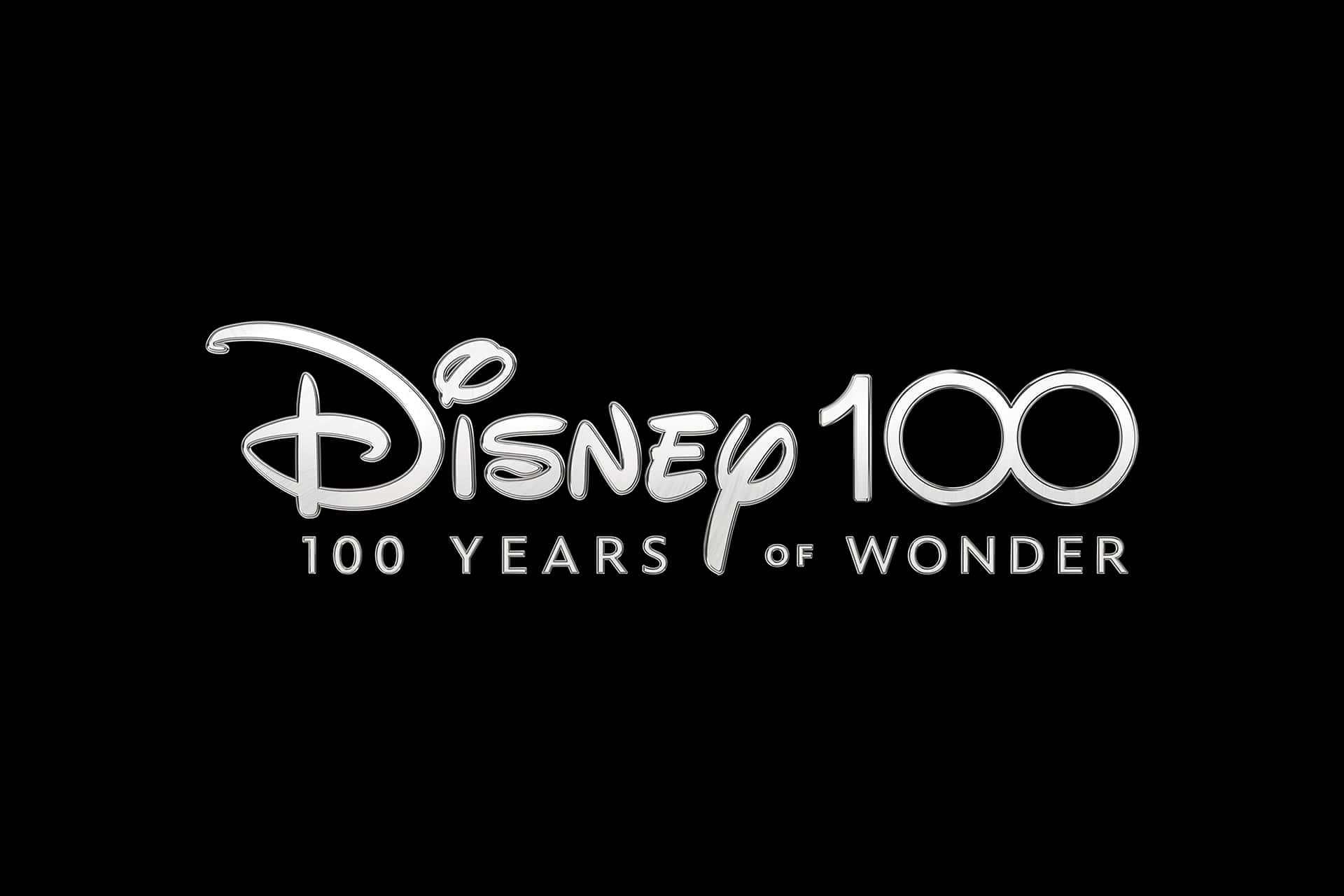 Disney 100, sleek silver, stark black background, Full HD Desktop Wallpaper