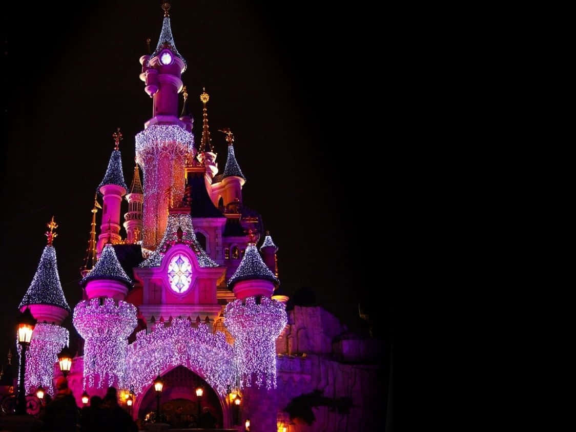 Disney Birthday, castle, vibrant purple, SD Desktop Wallpaper