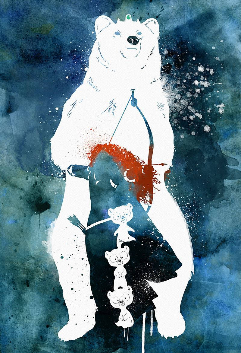 Disney Brave, white polar bear, bow and arrow, SD Phone Wallpaper