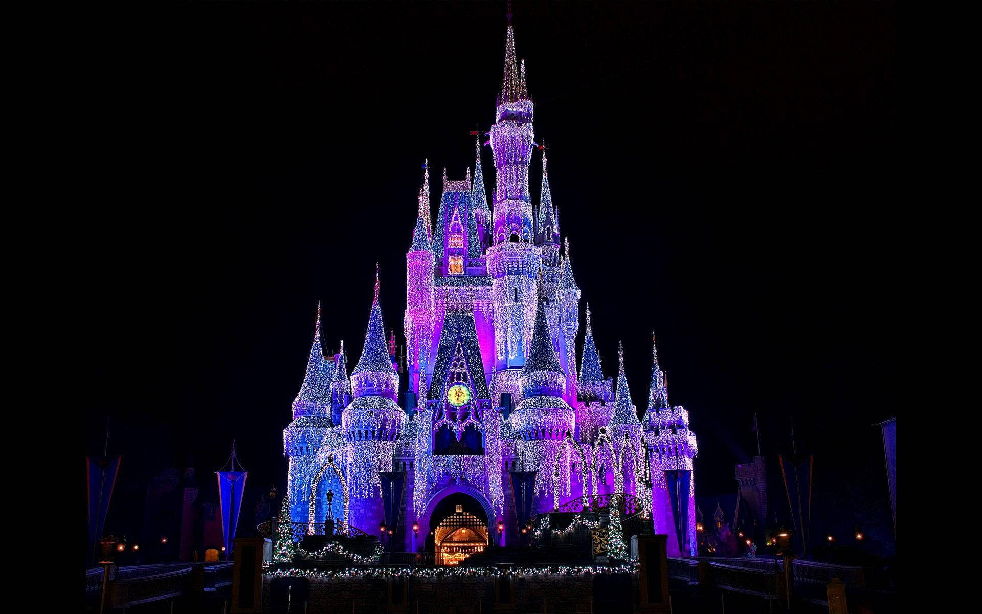 dark purple, Disney Castle, vibrant purple, Full HD Desktop Wallpaper