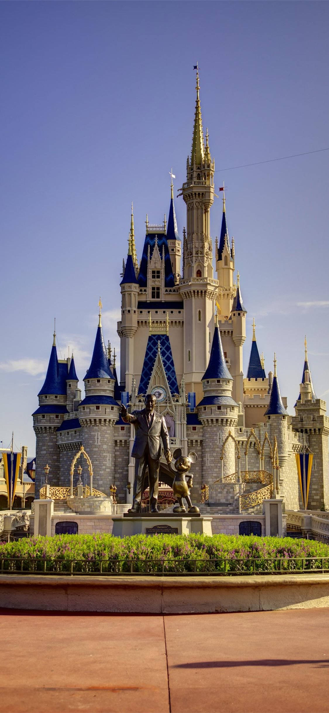 Disney Castle, blue spires, gold accents, Full HD Phone Wallpaper