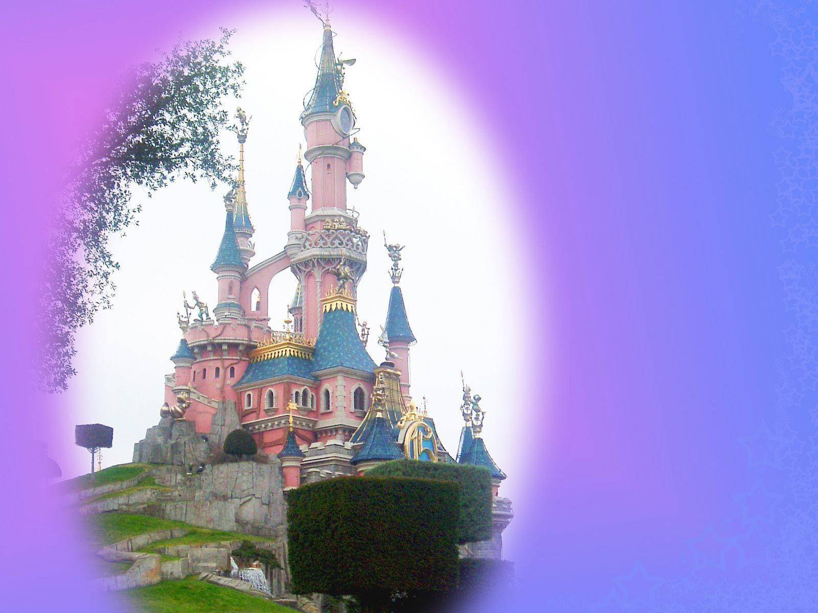 Disney Castle, oblong shaped frame, pink castle, HD Desktop Wallpaper