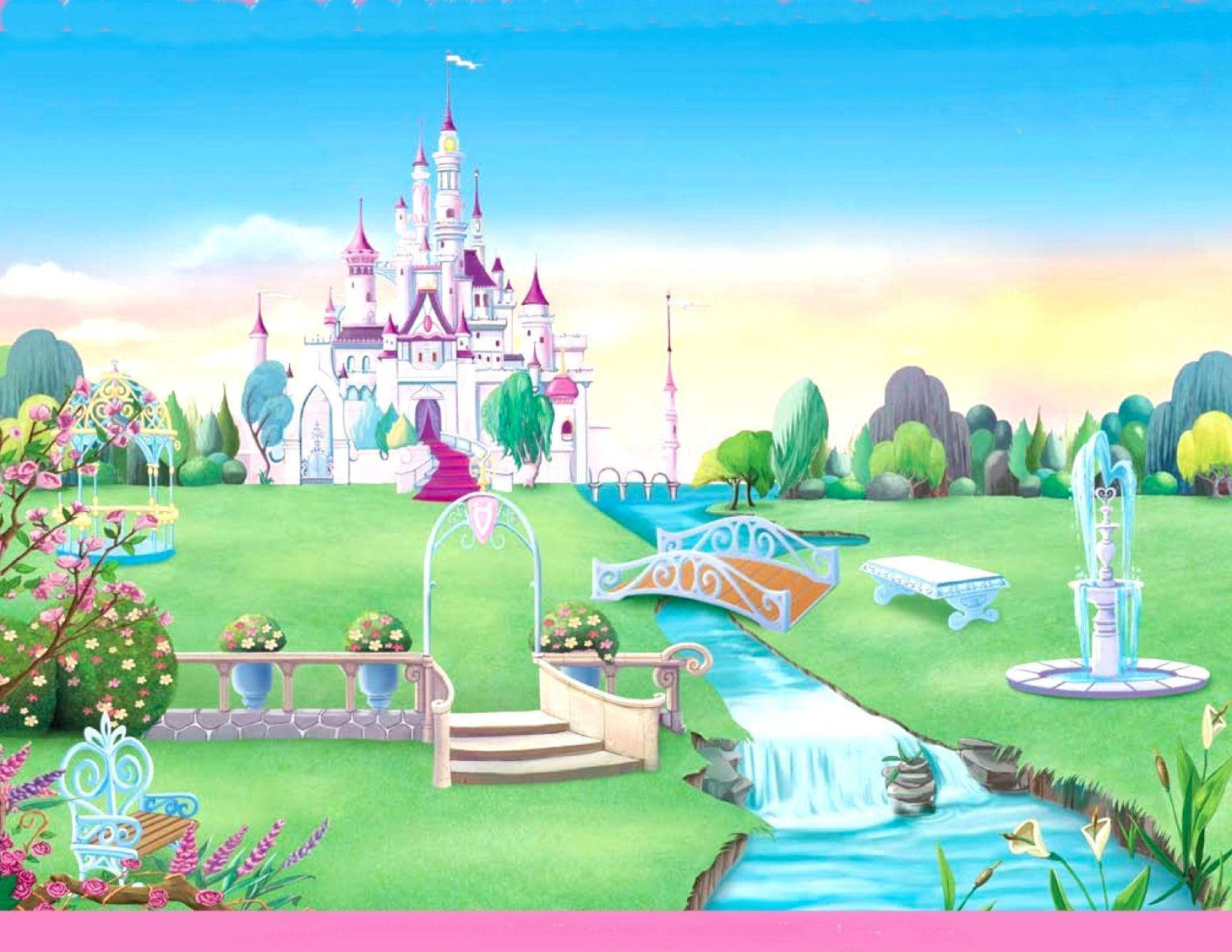 Disney Castle, pink spires, winding stream, HD Desktop Wallpaper