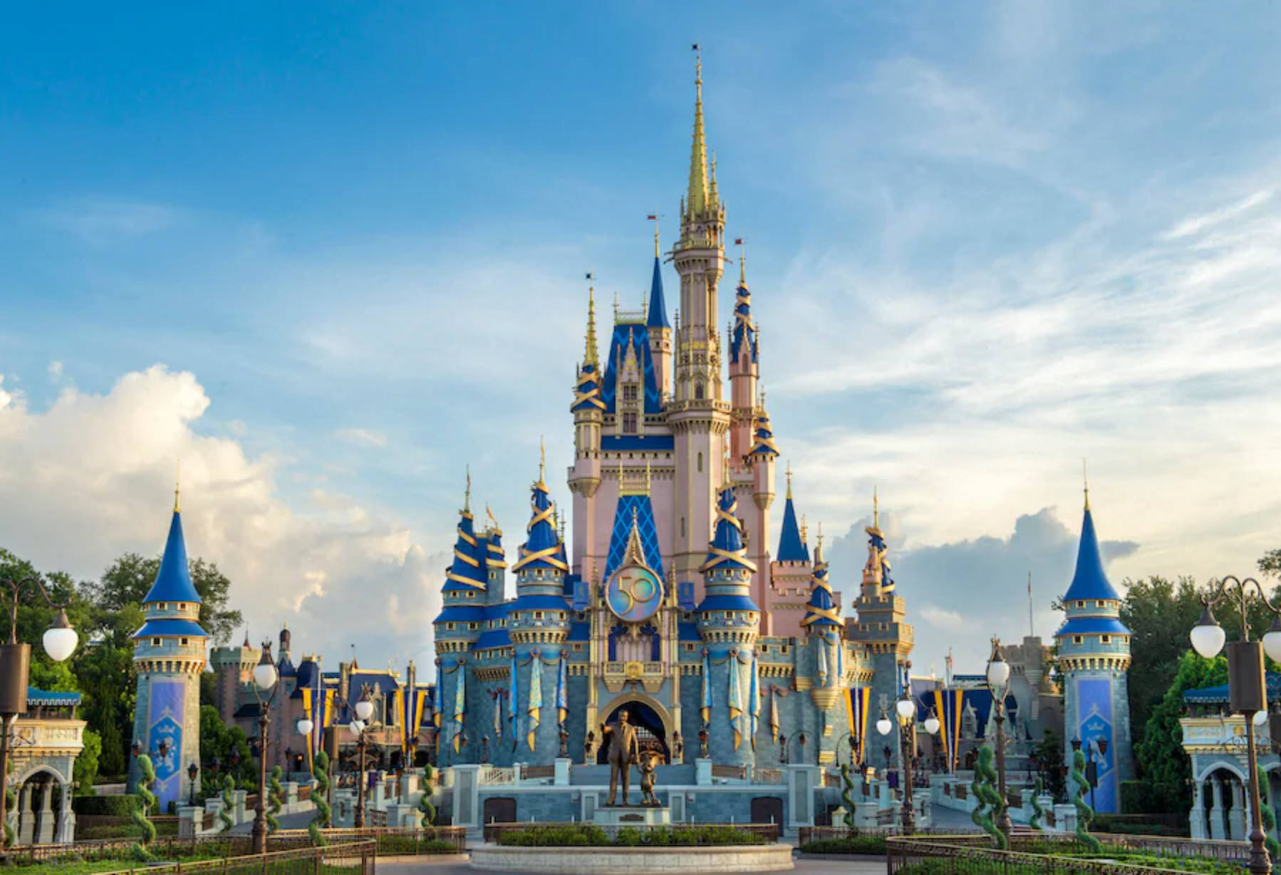 Disney Castle, pink, blue, HD Desktop Wallpaper