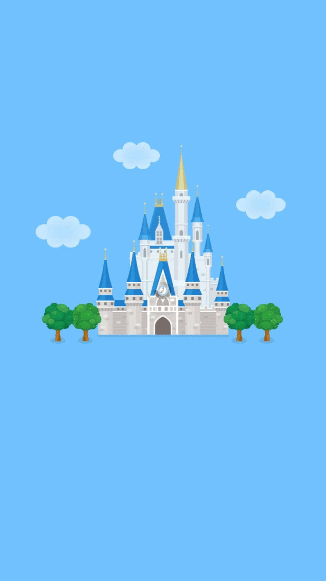 Disney Channel, minimalist castle illustration, blue roofs, Full HD Phone Wallpaper