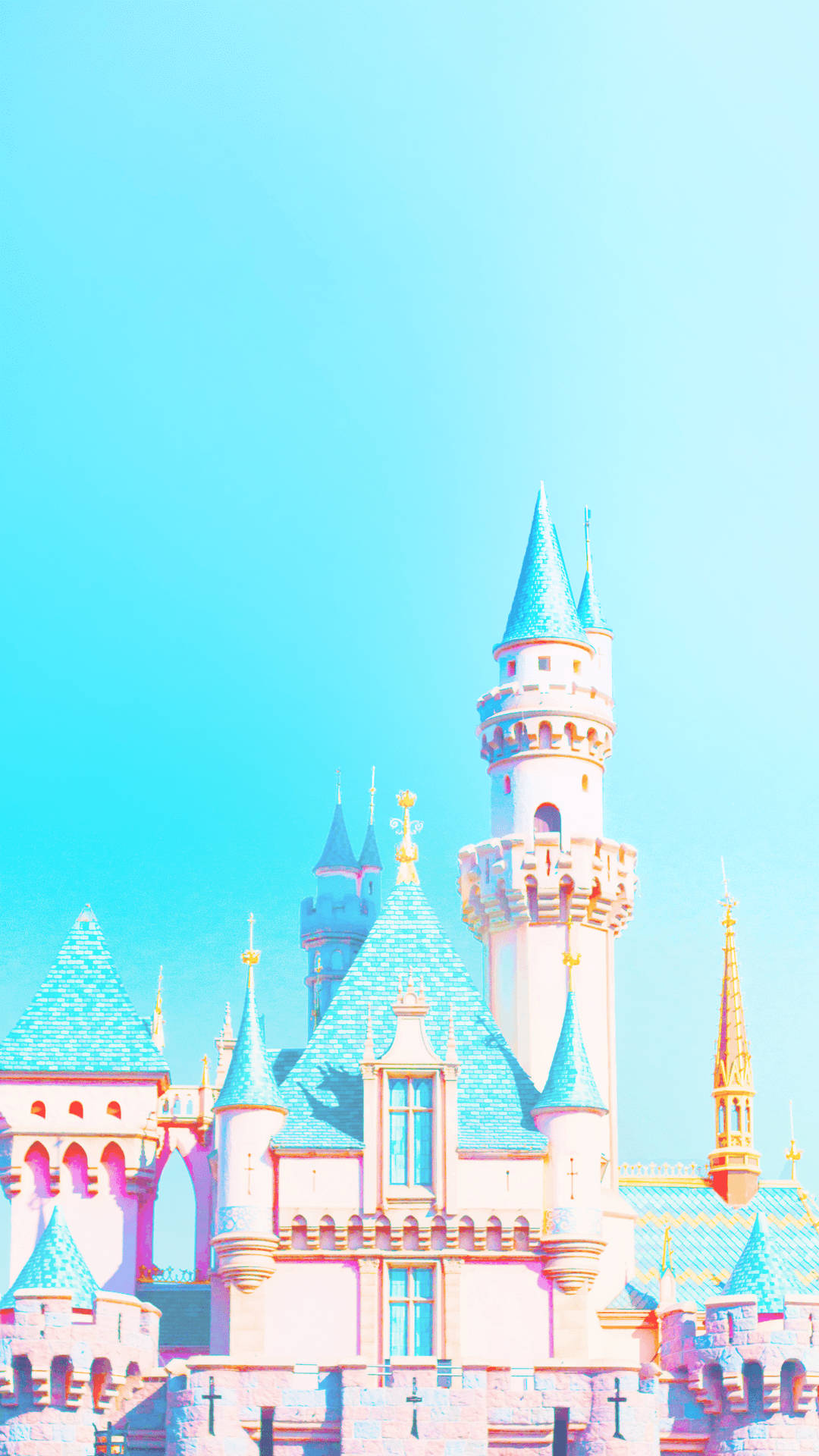 Disney Channel, light pink castle, teal spires, Full HD Phone Wallpaper