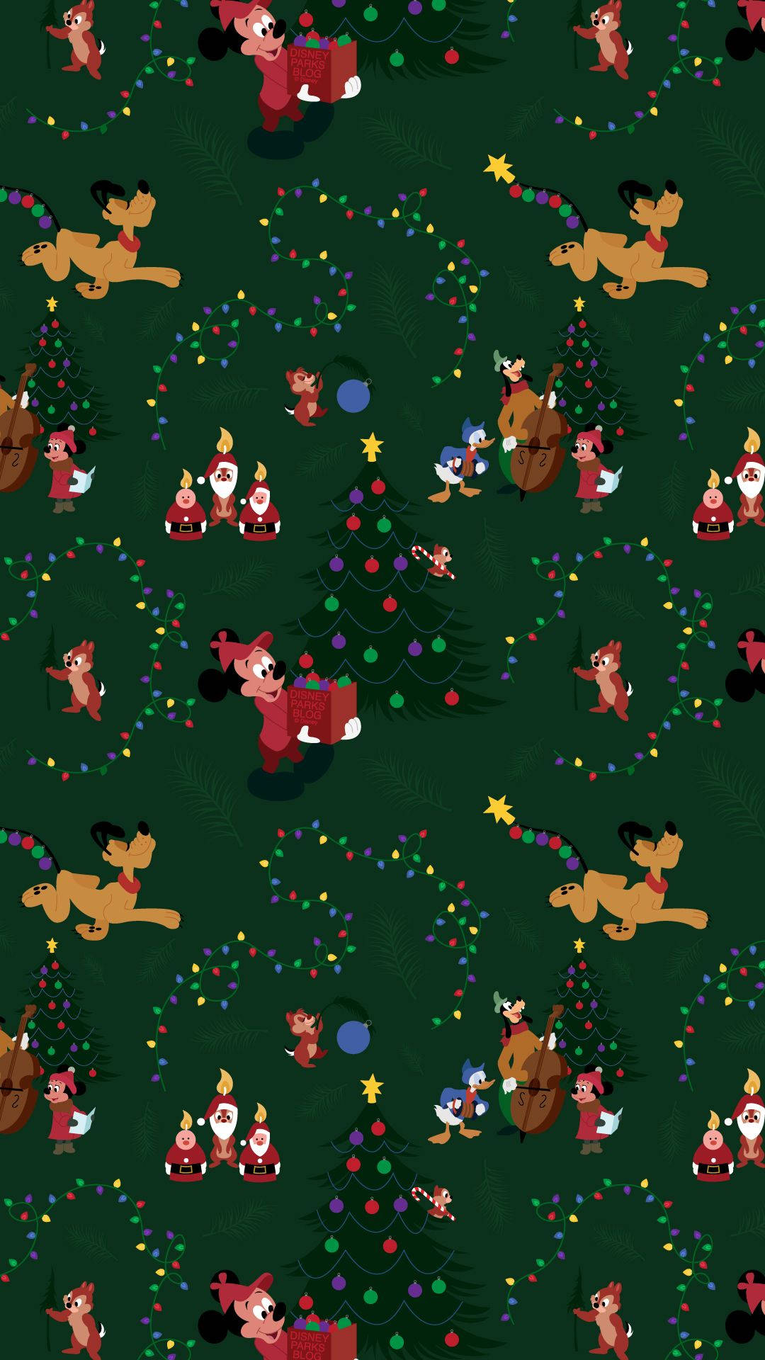 Disney Christmas, Disney characters, decorated trees, Full HD Phone Wallpaper