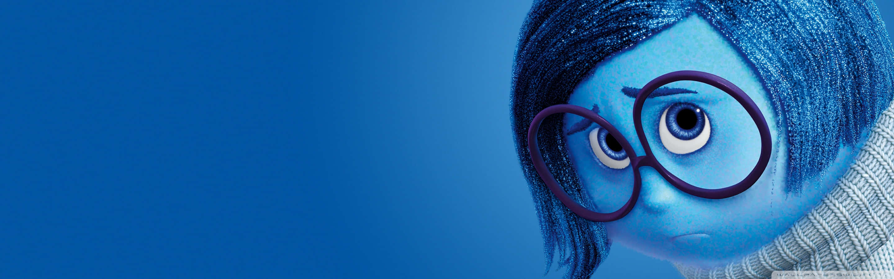 Disney Dual Screen, blue-skinned animated girl, round glasses, 2K Desktop Wallpaper