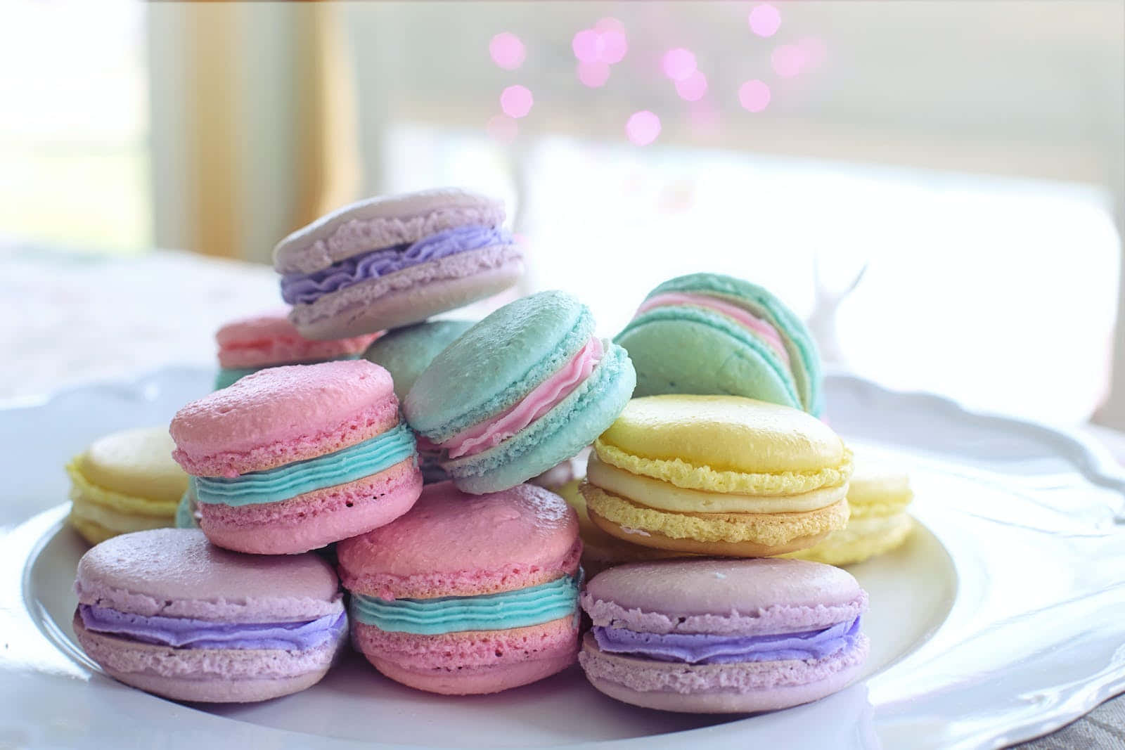 pastel easter, pastel-colored macarons, colorful fillings, HD Desktop Wallpaper