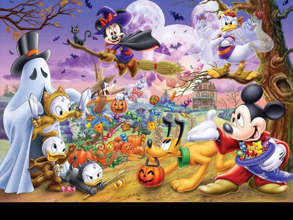 Disney Halloween, pumpkins, ghosts, SD Desktop Wallpaper
