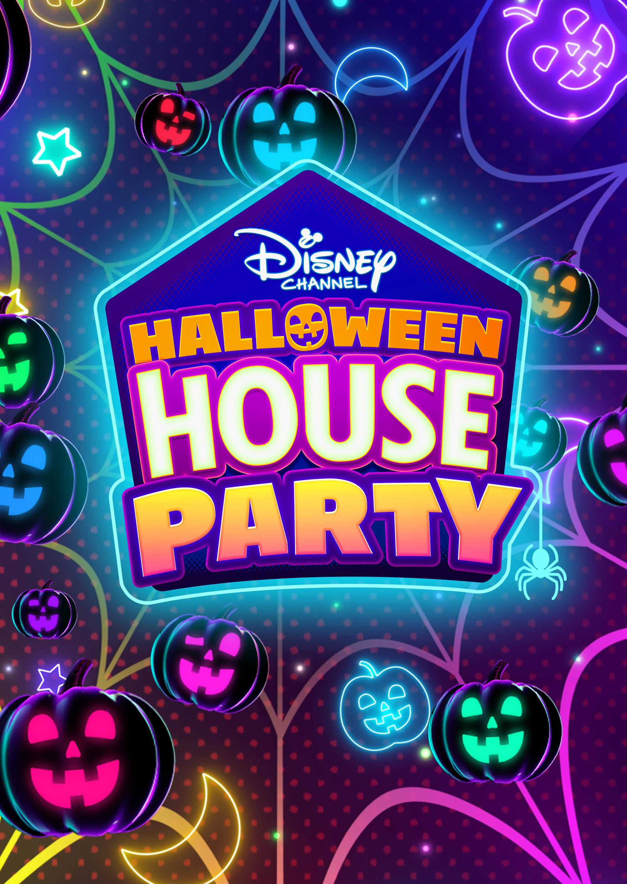 Disney Halloween, neon, jack-o-lanterns, 2K Phone Wallpaper