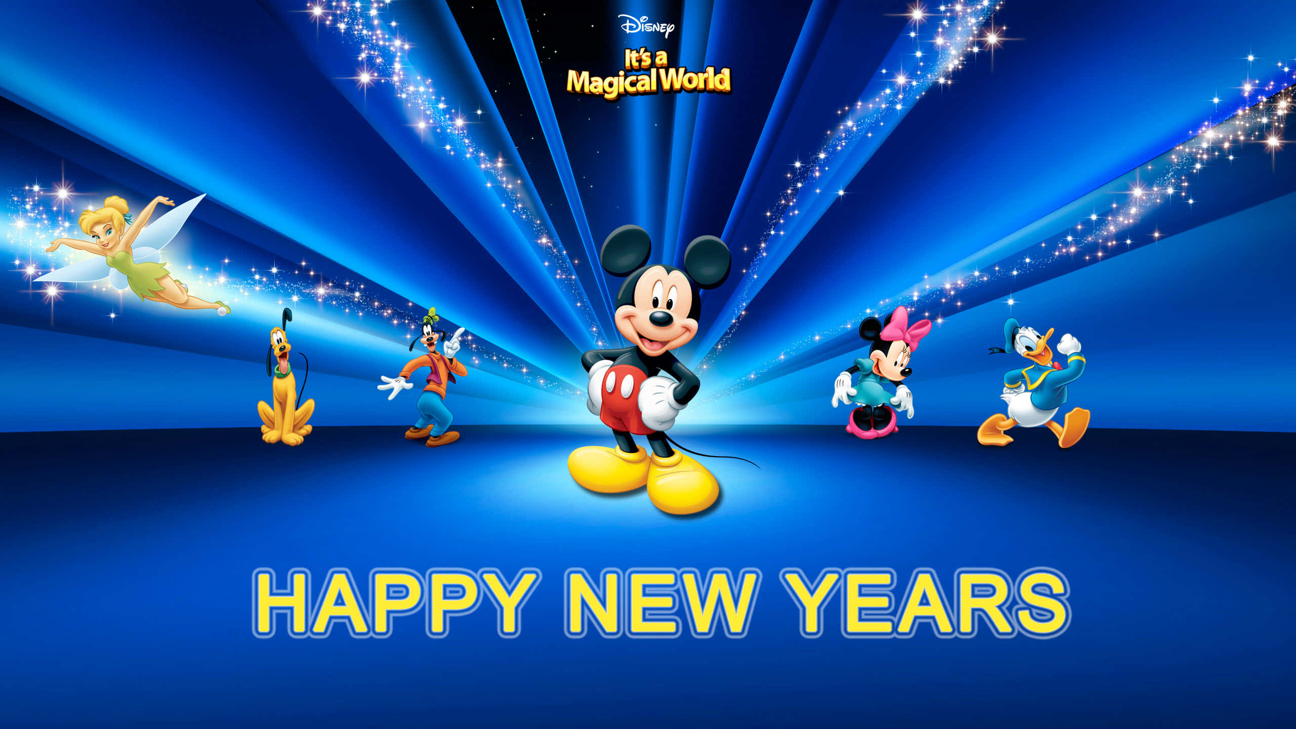 Disney, Happy New Year, Disney characters, 2K Desktop Wallpaper