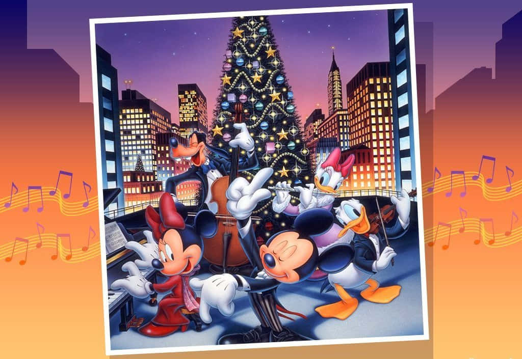 Disney, Happy New Year, Christmas tree, SD Desktop Wallpaper