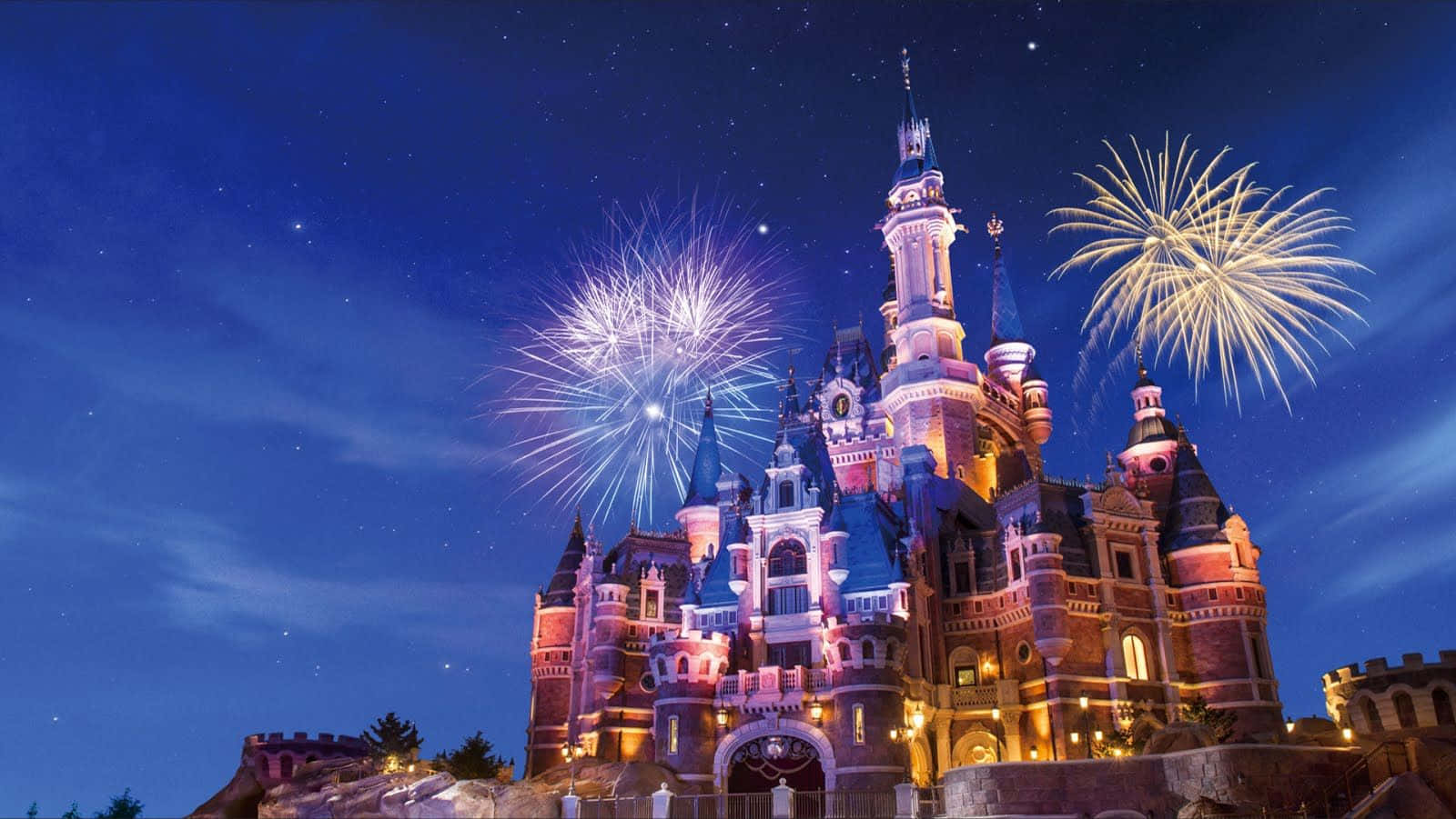 Disney Happy New Year, castle, fireworks, HD Desktop Wallpaper