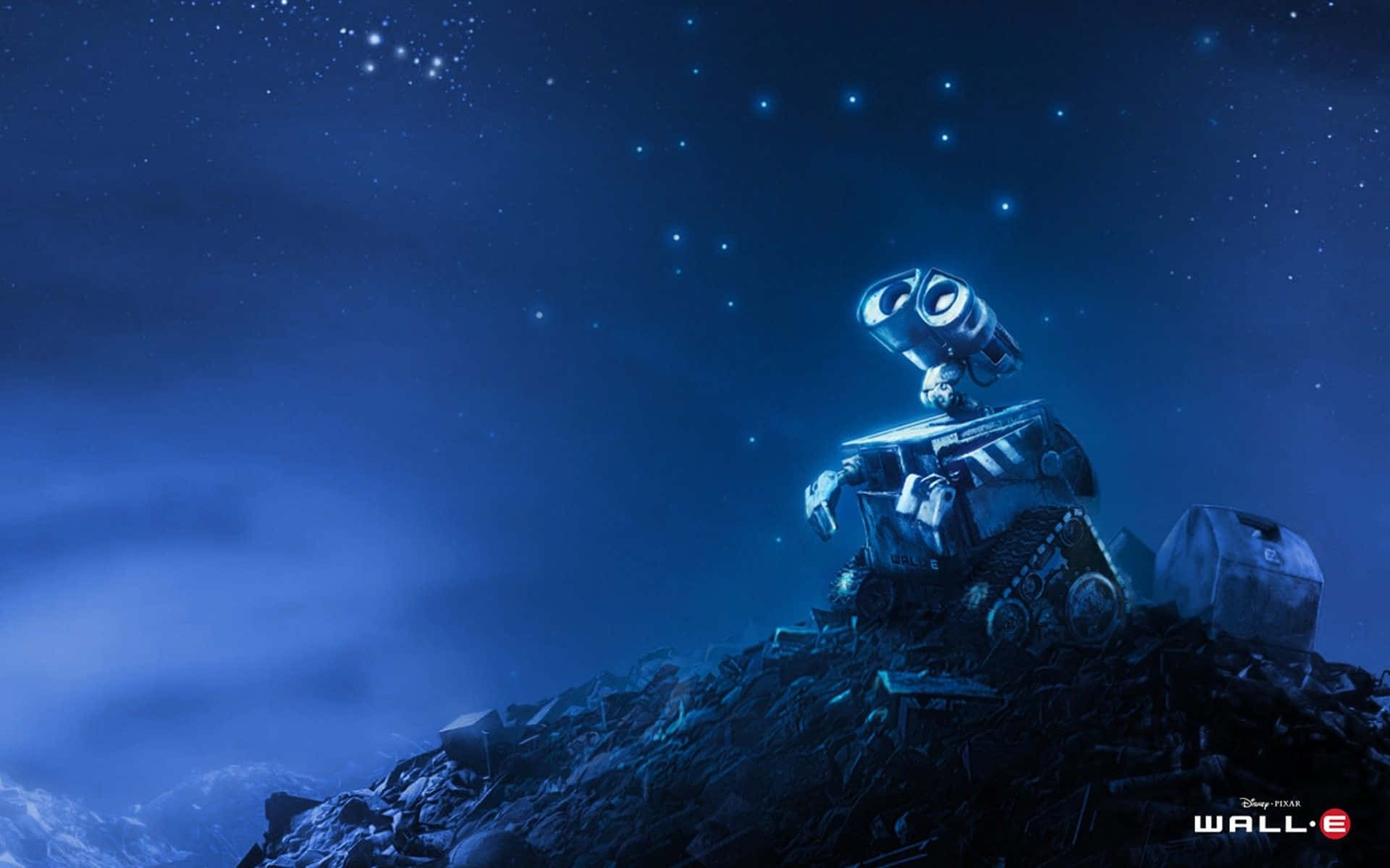 WALL-E, trash, starry night sky, Full HD Desktop Wallpaper