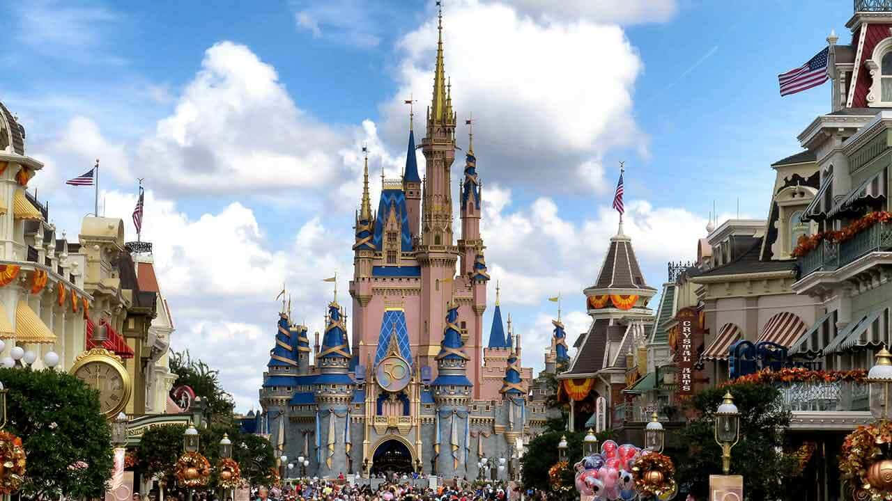 Disney Mac, pink and blue castle, golden spires, HD Desktop Wallpaper