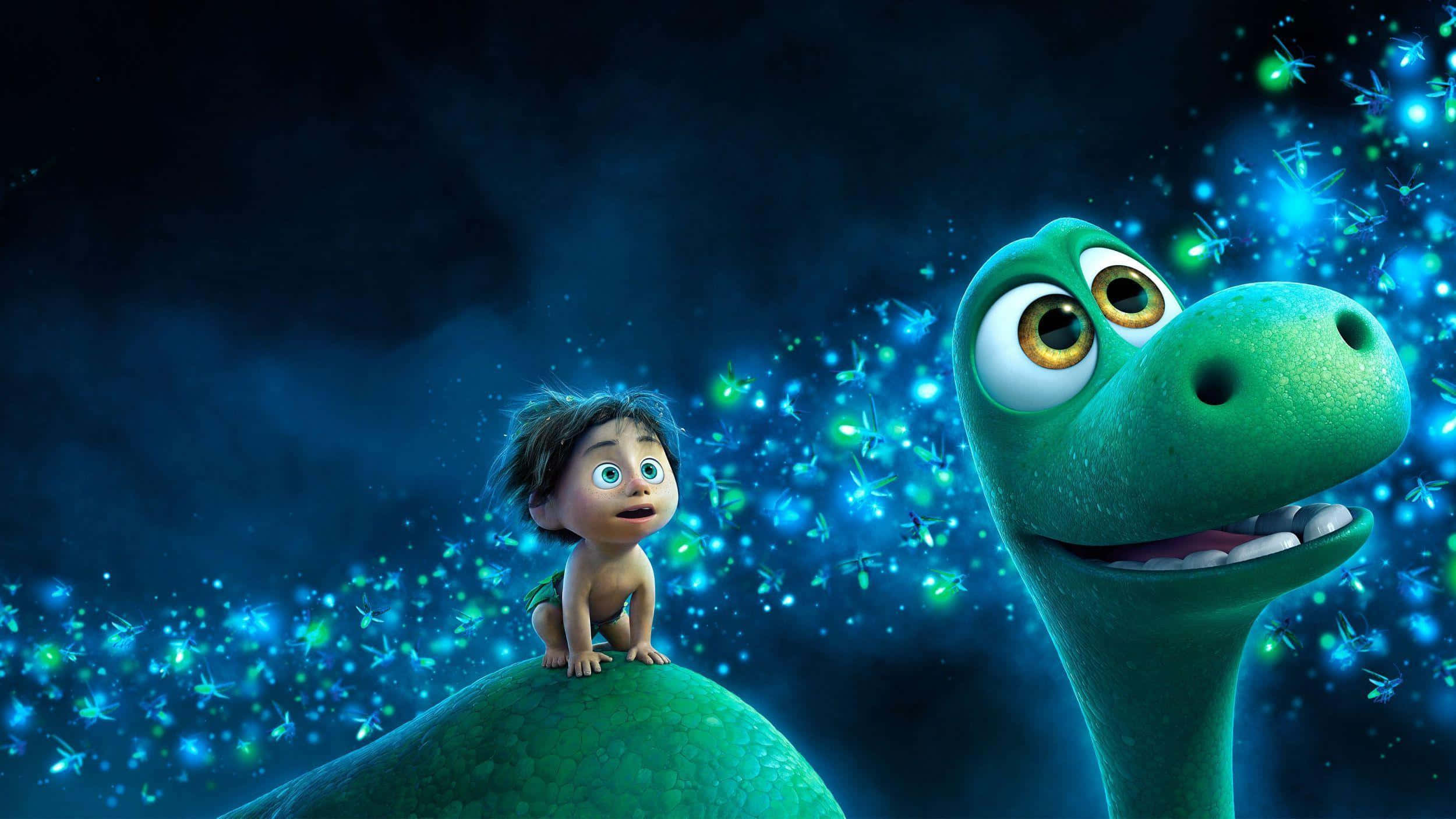 Disney Mac, young boy, friendly green dinosaur, Full HD Desktop Wallpaper