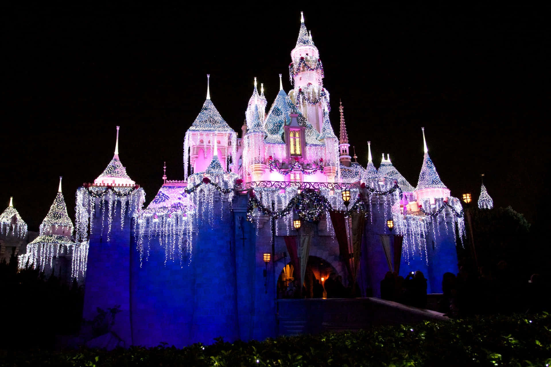 Disney Mac, castle, white lights, Full HD Desktop Wallpaper