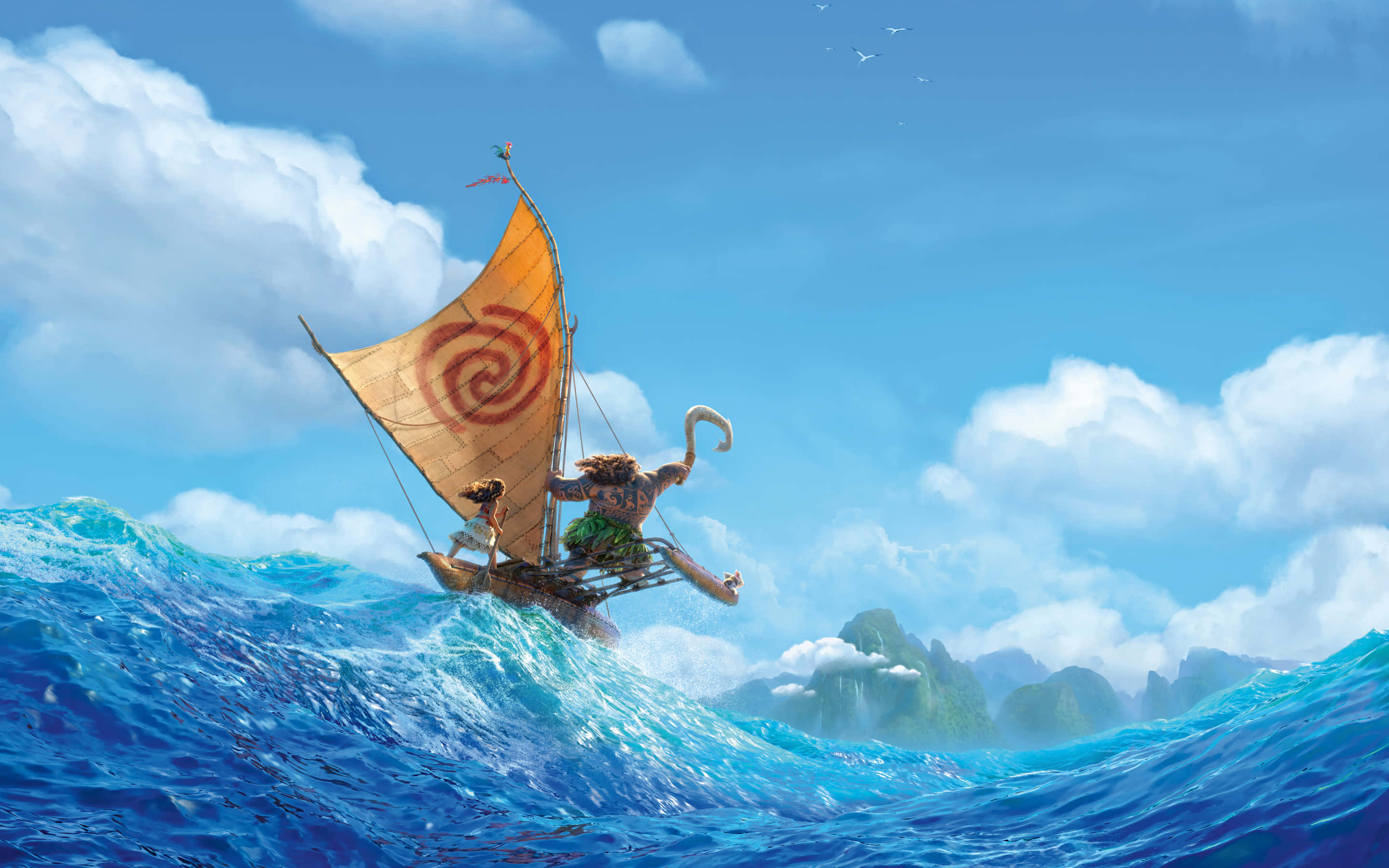 Disney Mac, monkey captain, sailboat, 2K Desktop Wallpaper
