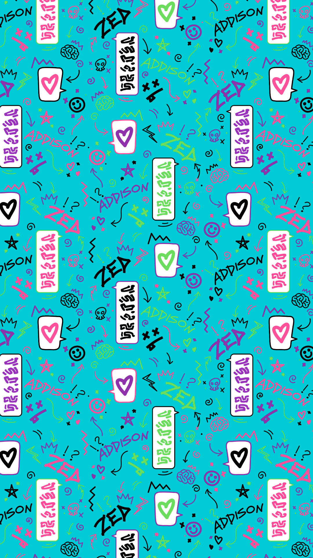 Disney Pattern, turquoise, doodles, Full HD Phone Wallpaper