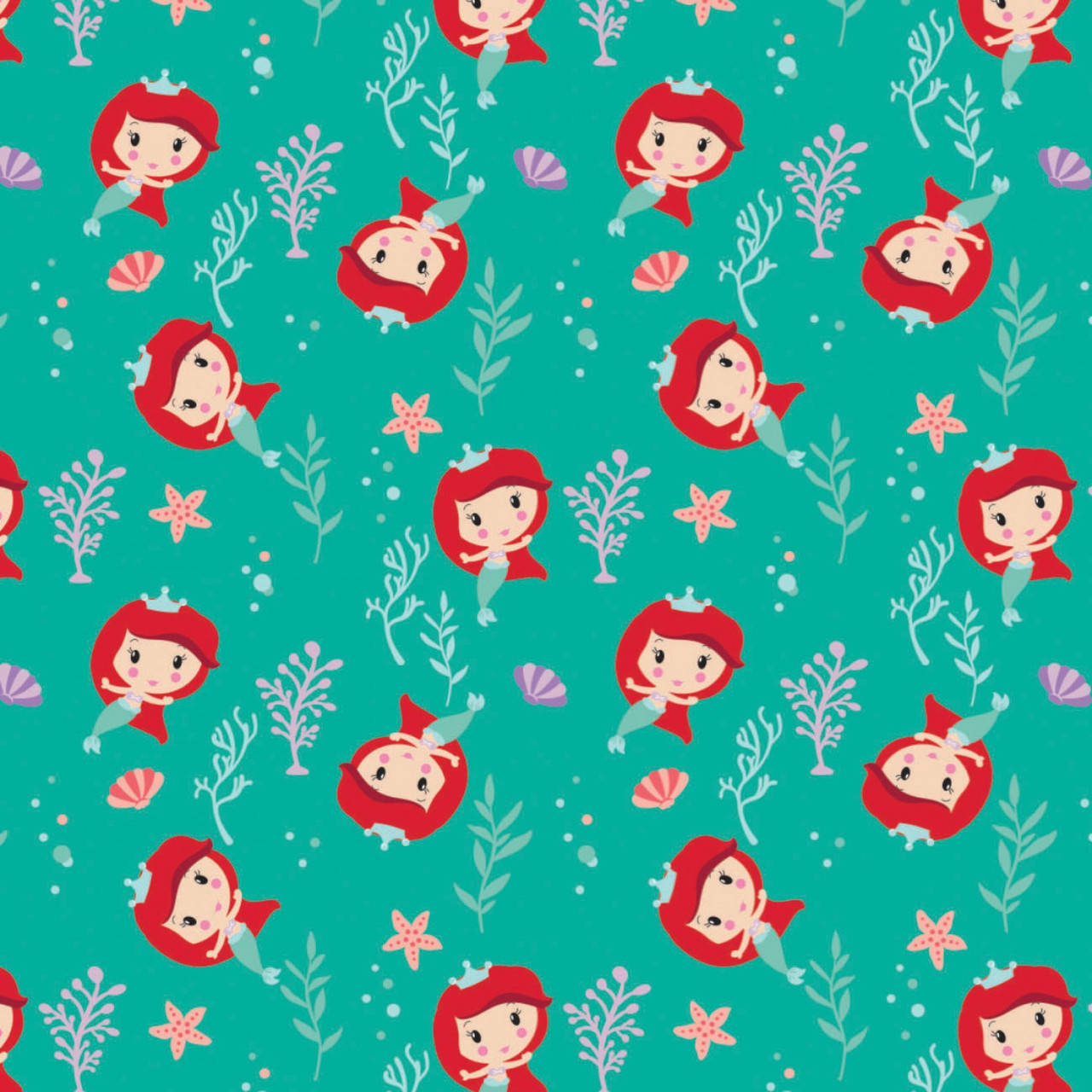 Disney Pattern, cartoon mermaids, red hair, HD Desktop Wallpaper