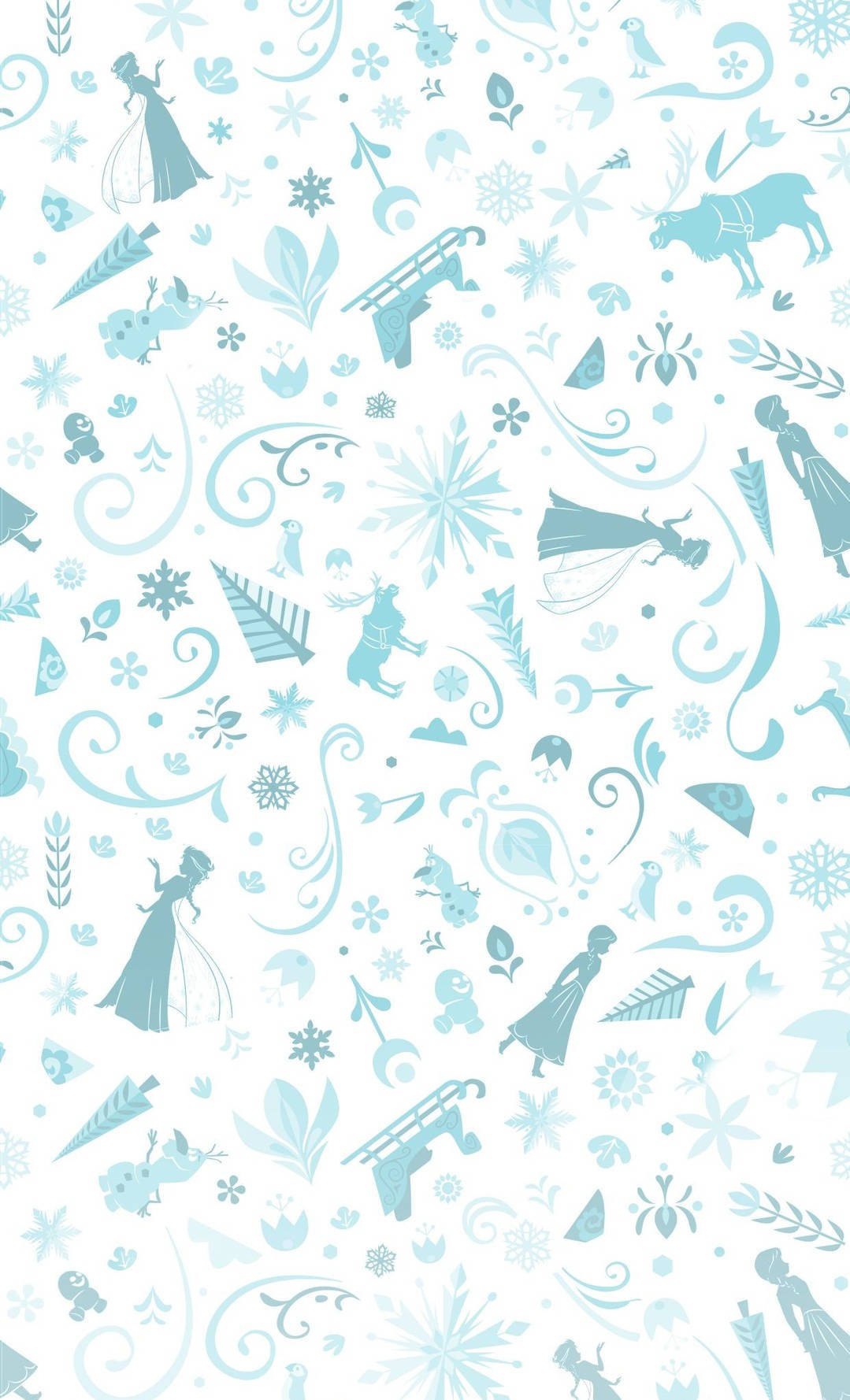Disney Pattern, blue and white pattern, stylized snowflakes, HD Phone Wallpaper