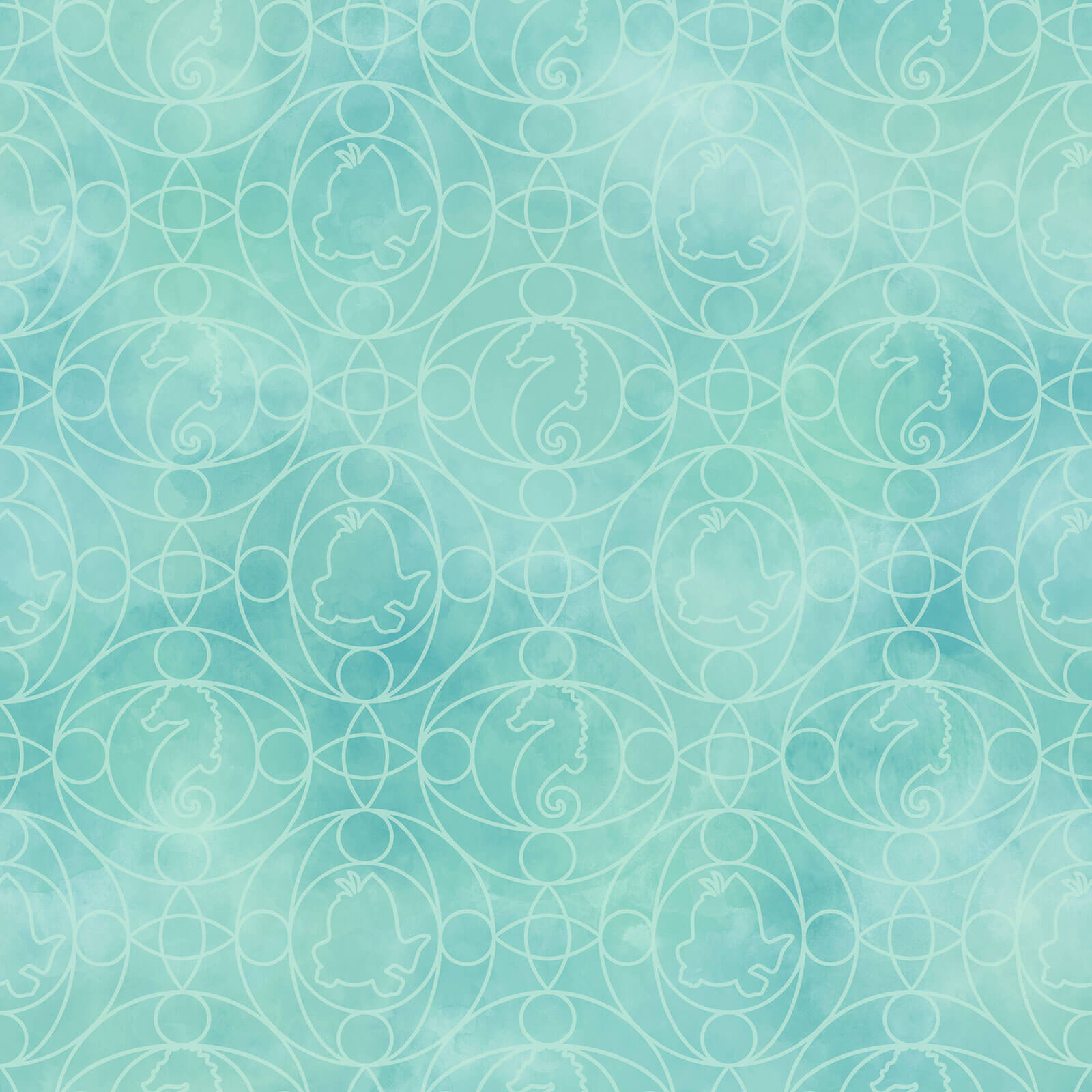 Disney Pattern, seahorses, birds, HD Desktop Wallpaper